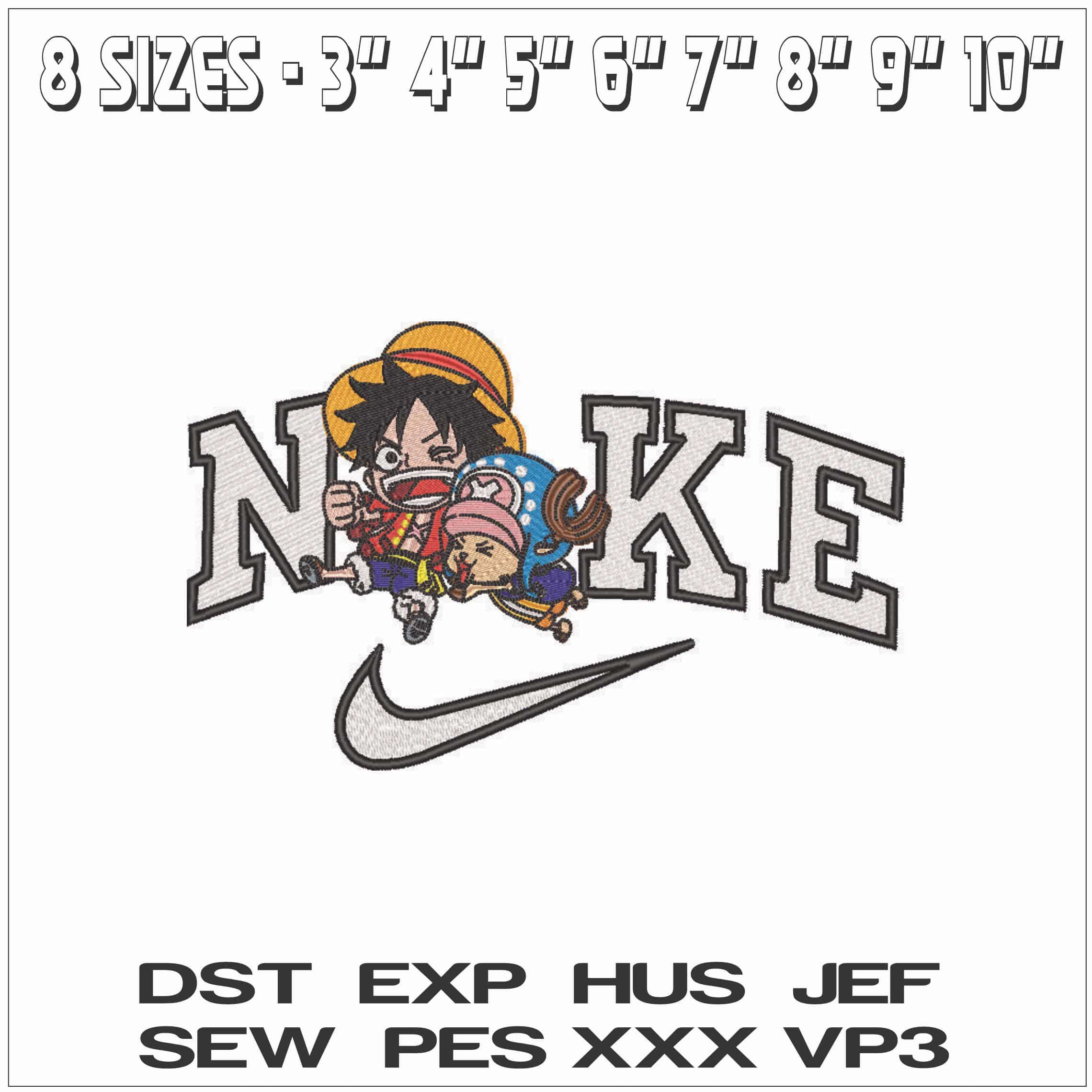 Nike Luffy and Chopper - One Piece - Anime-Elegant embroidery design file - instant download — view 2