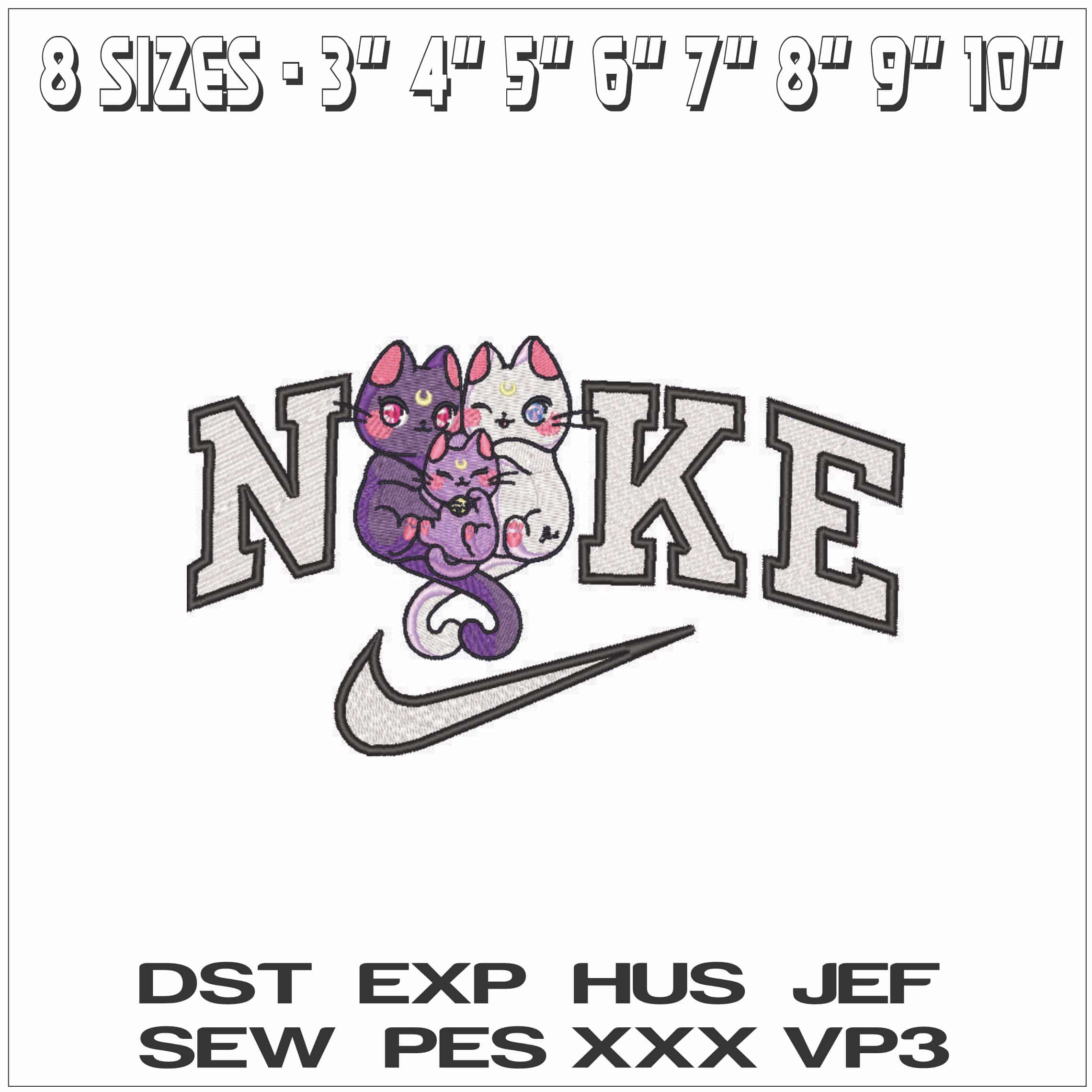 Nike Luna Artemis Kitten Diana - Sailor Moon - Anime-Elegant embroidery design file - instant download — view 2