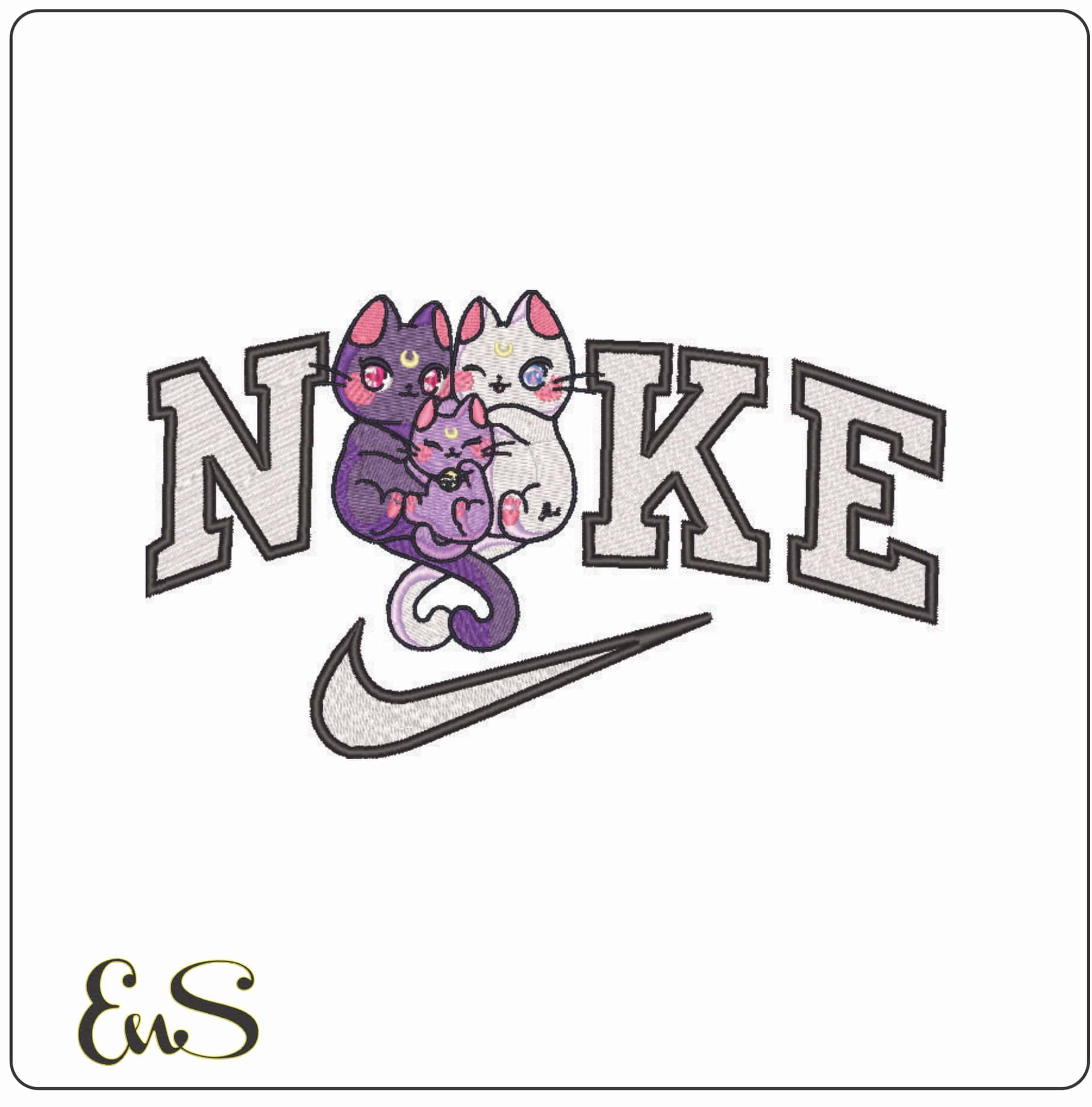 Nike Luna Artemis Kitten Diana - Sailor Moon - Anime-Elegant embroidery design file - instant download