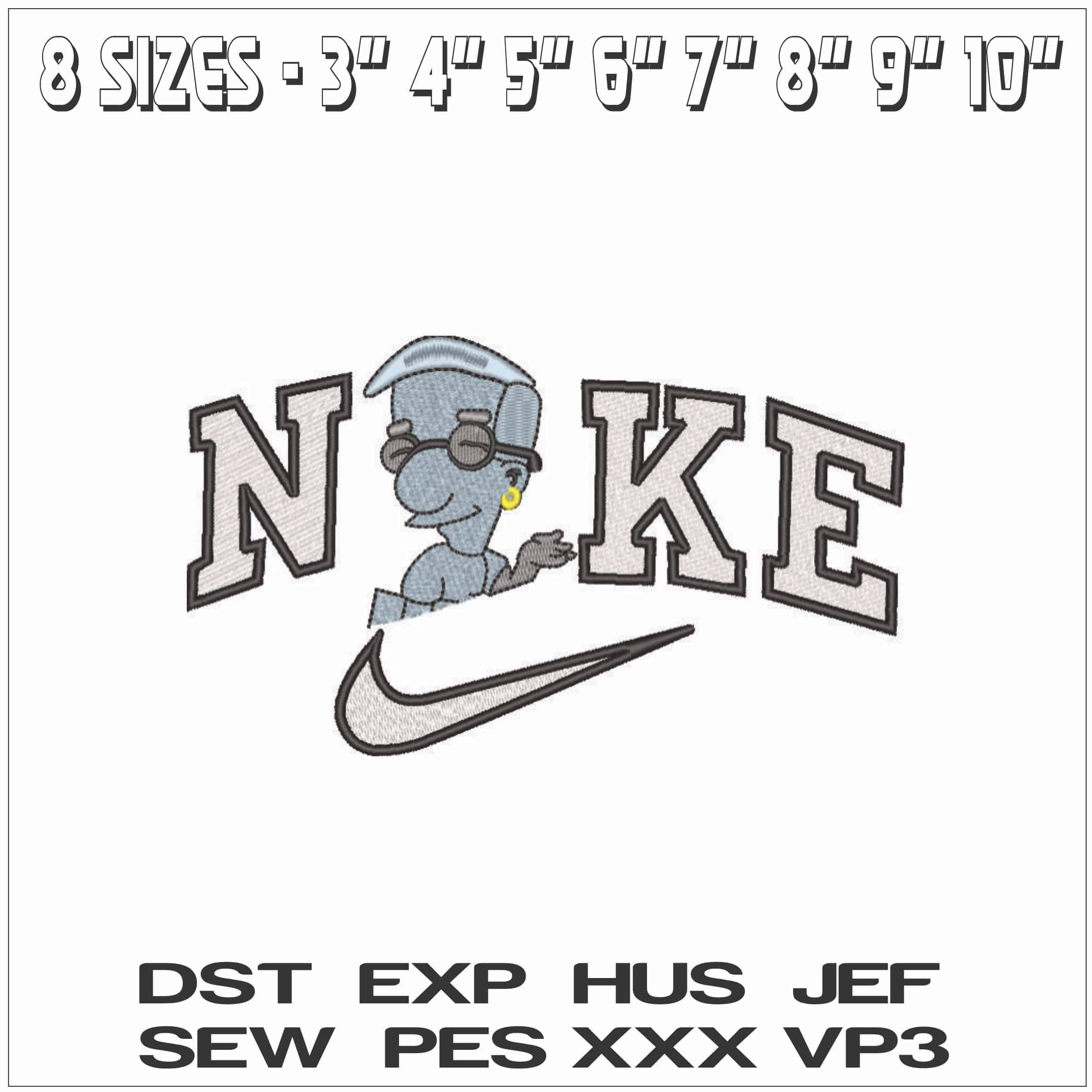 Nike MillHouse Van Houten - The Simpsons-Elegant embroidery design file - instant download — view 2