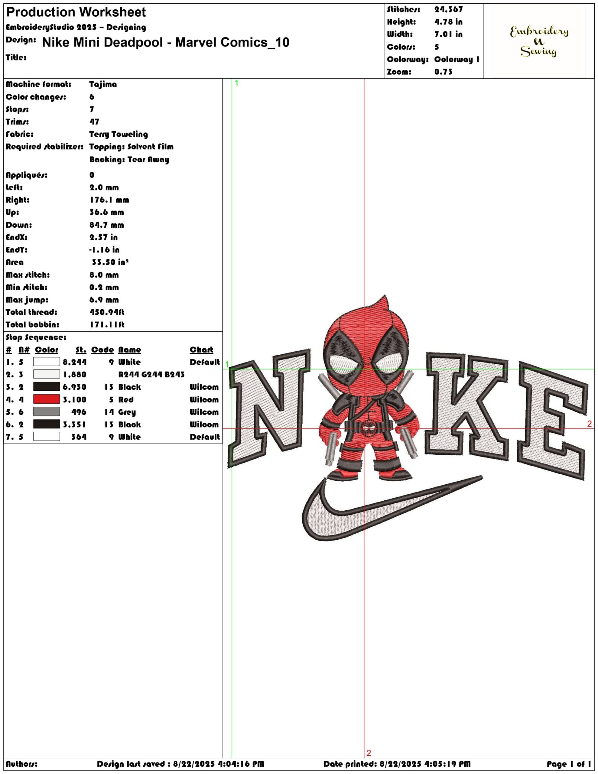 Nike Mini Deadpool - Marvel Comics-Elegant embroidery design file - instant download — view 3
