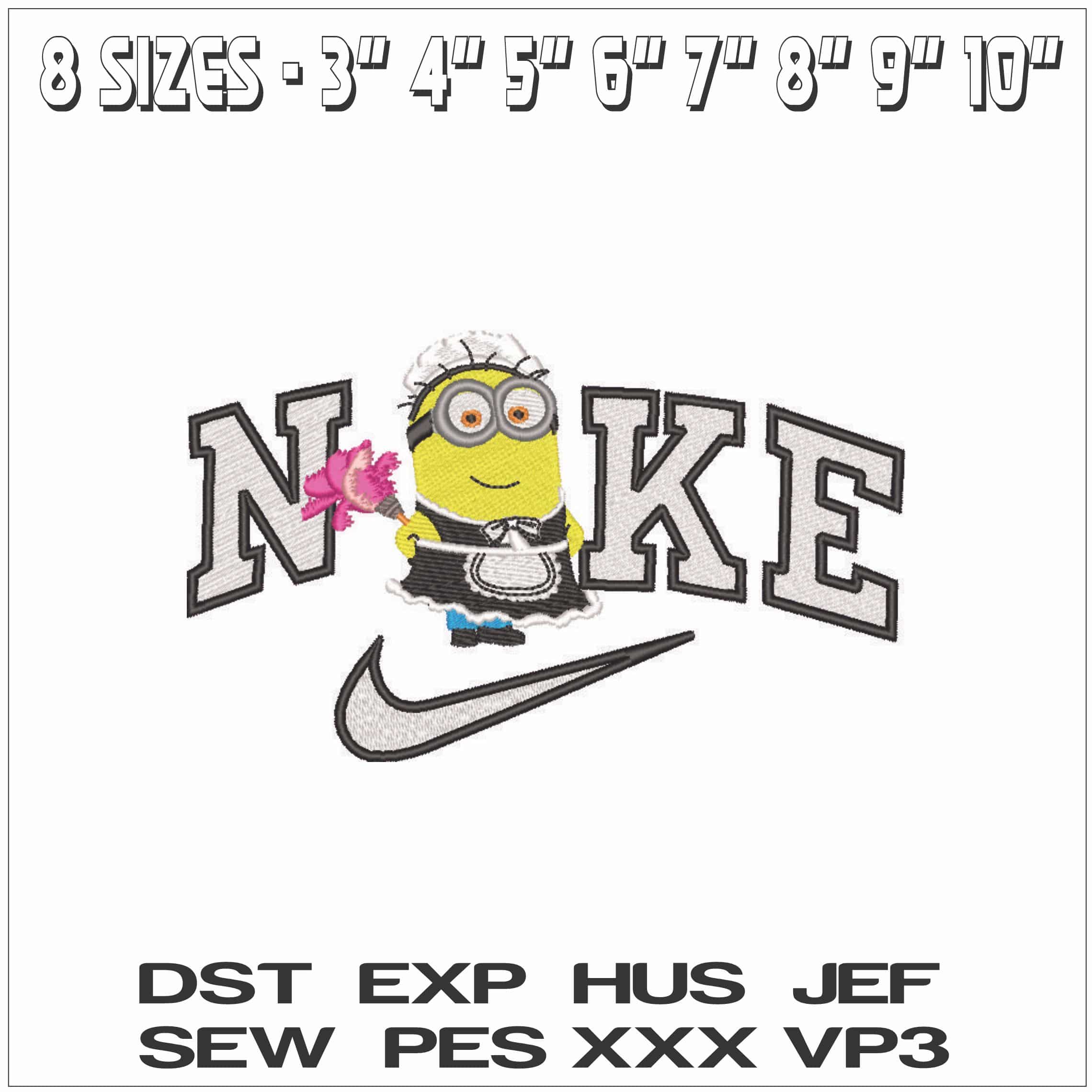 Nike Minion in Maid Outfit-Elegant embroidery design file - instant download — view 2