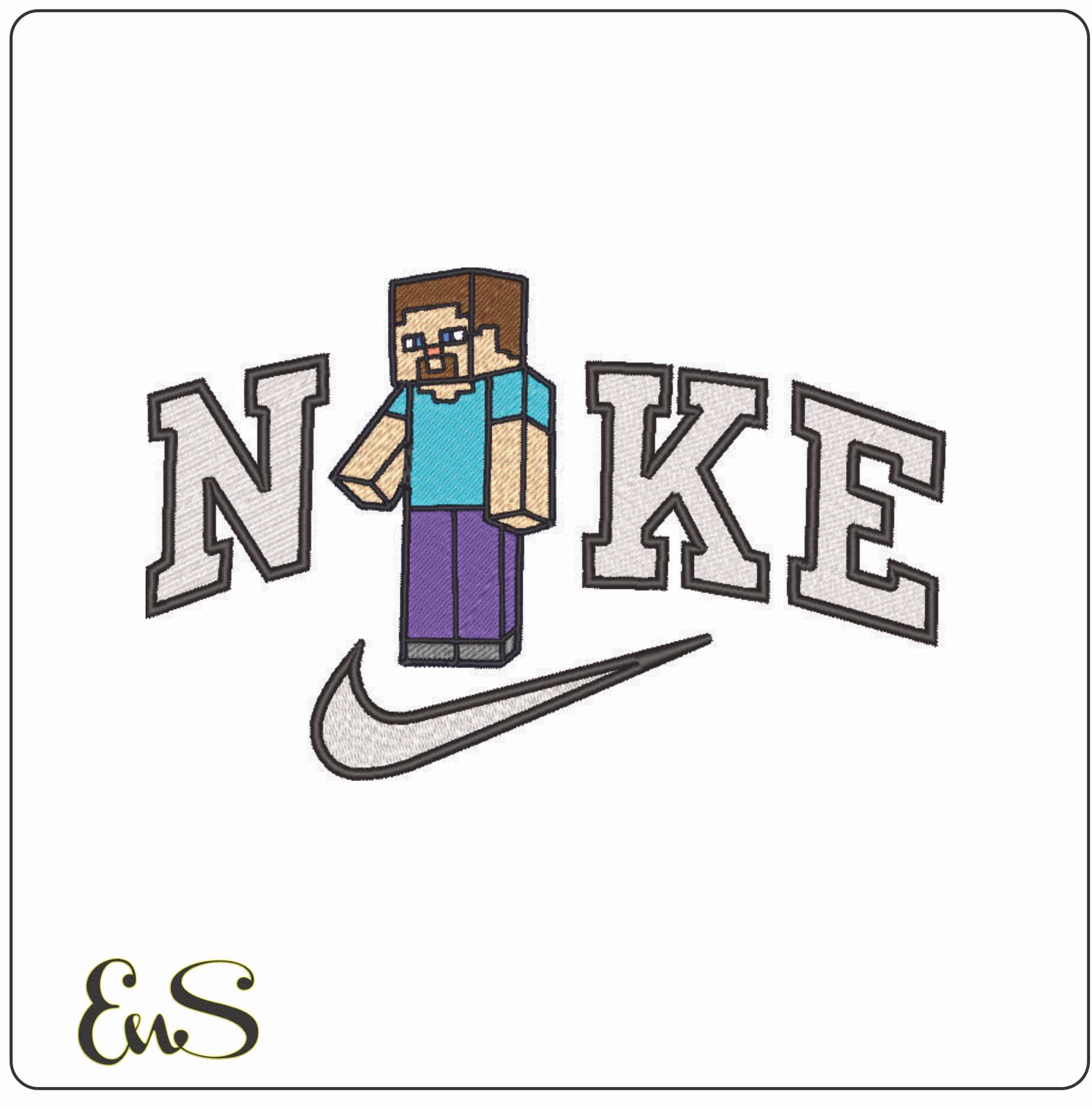 Nike Minecraft Man-Elegant embroidery design file - instant download