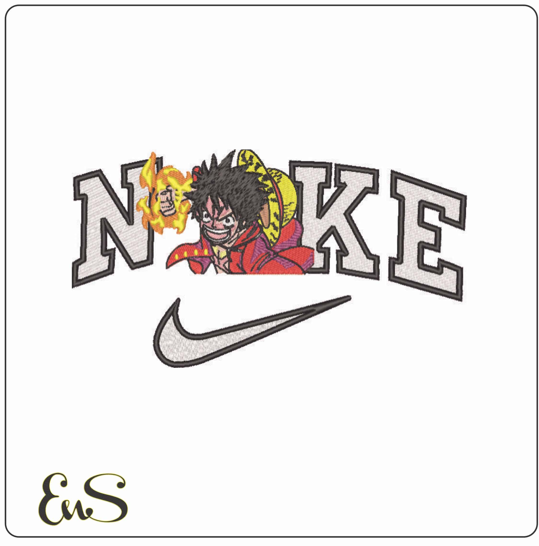Nike Monkey D Luffy Screaming Punch - One Piece - Anime-Elegant embroidery design file - instant download