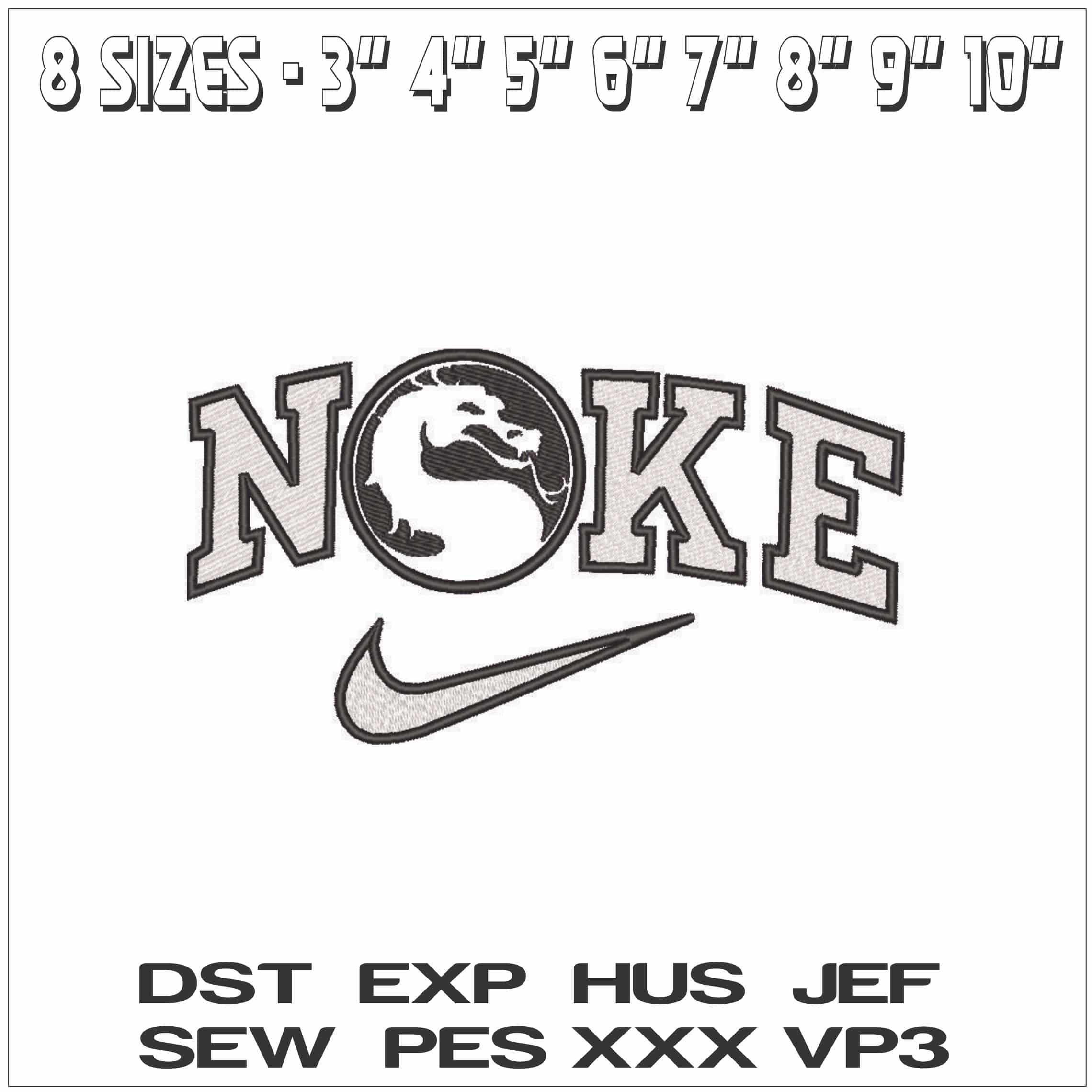 Nike Mortal Combat Logo Inverse-Elegant embroidery design file - instant download — view 2
