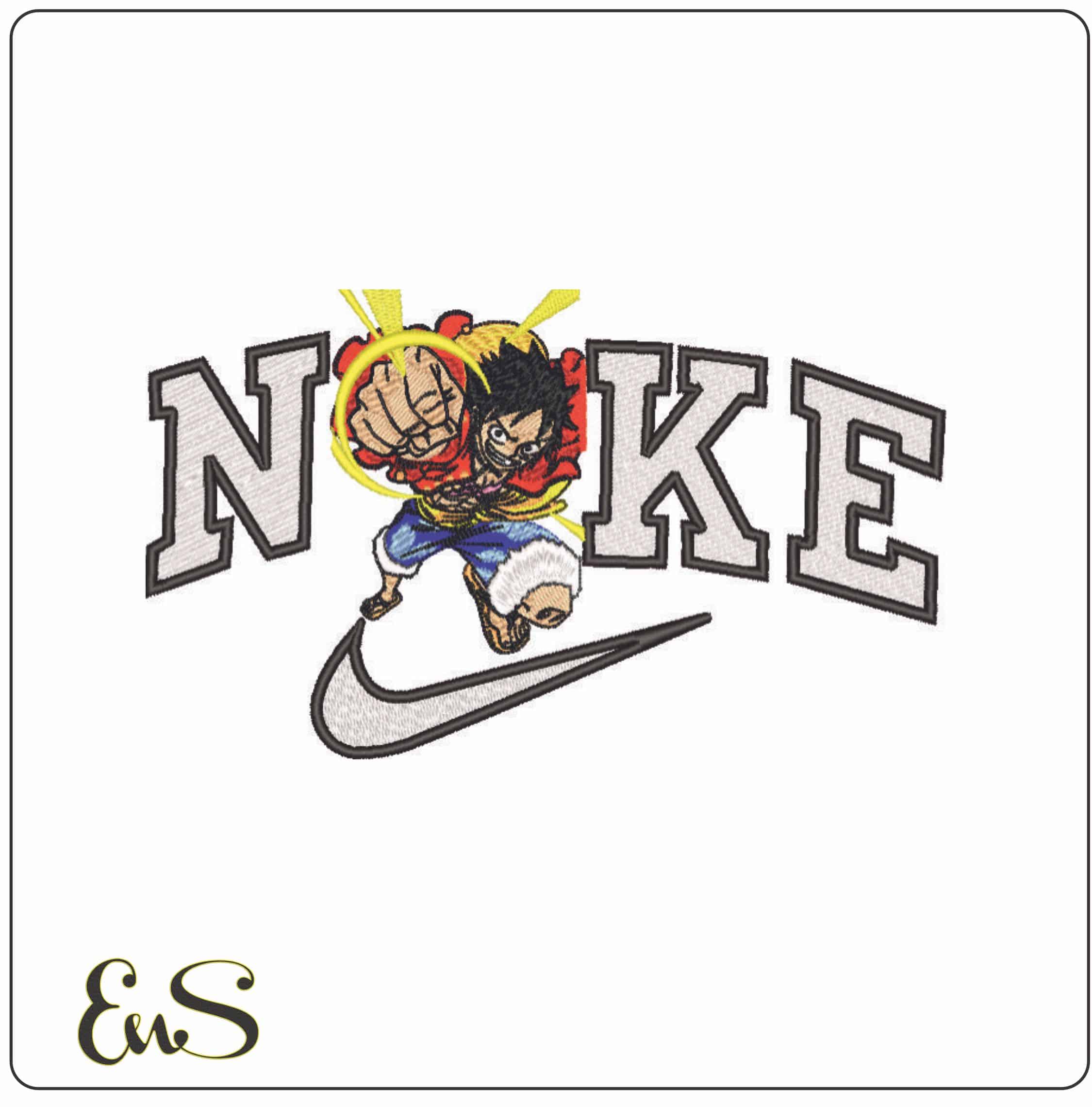 Nike Monkey Luffy Punch - One Piece - Anime-Elegant embroidery design file - instant download