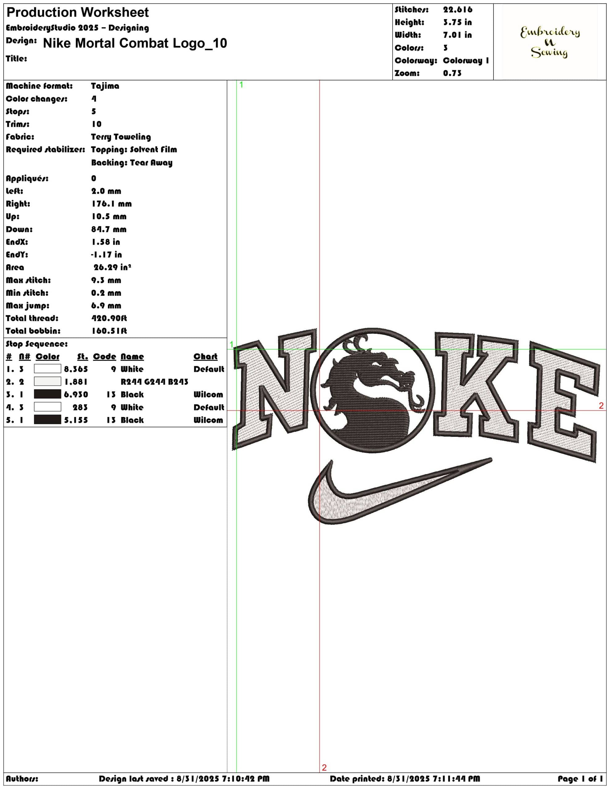 Nike Mortal Combat Logo-Elegant embroidery design file - instant download — view 3