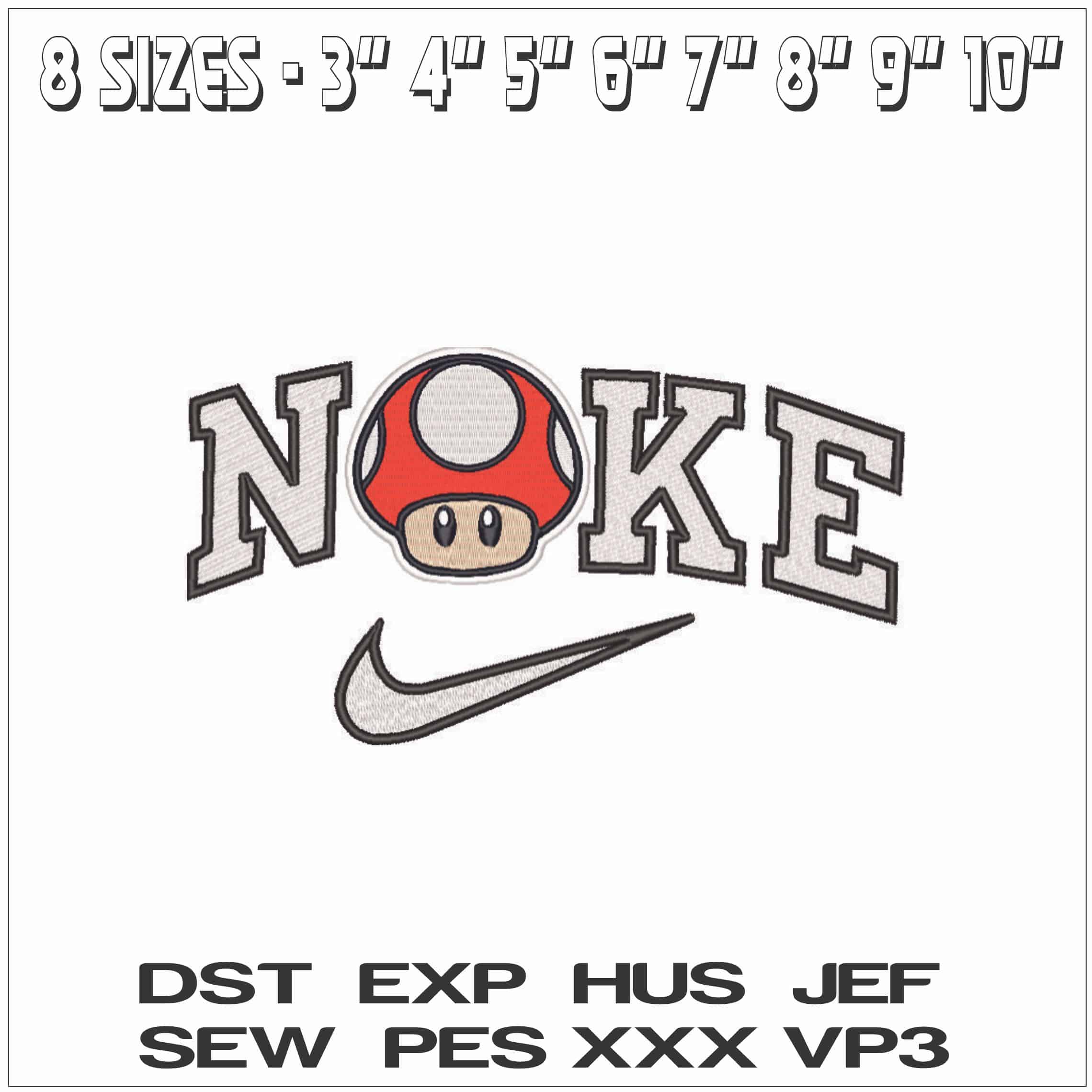 Nike Mushroom - Super Mario-Elegant embroidery design file - instant download — view 2