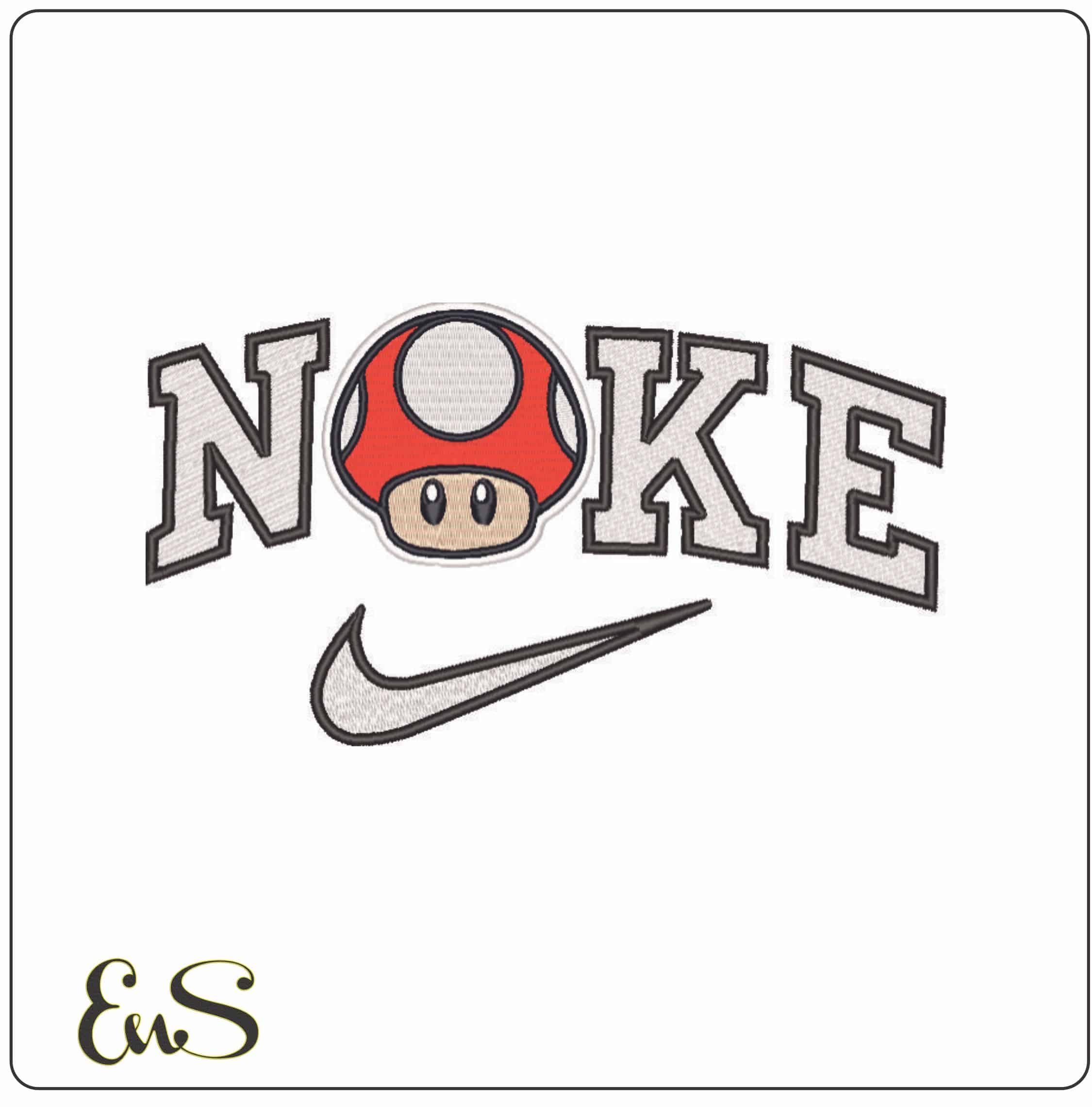Nike Mushroom - Super Mario-Elegant embroidery design file - instant download