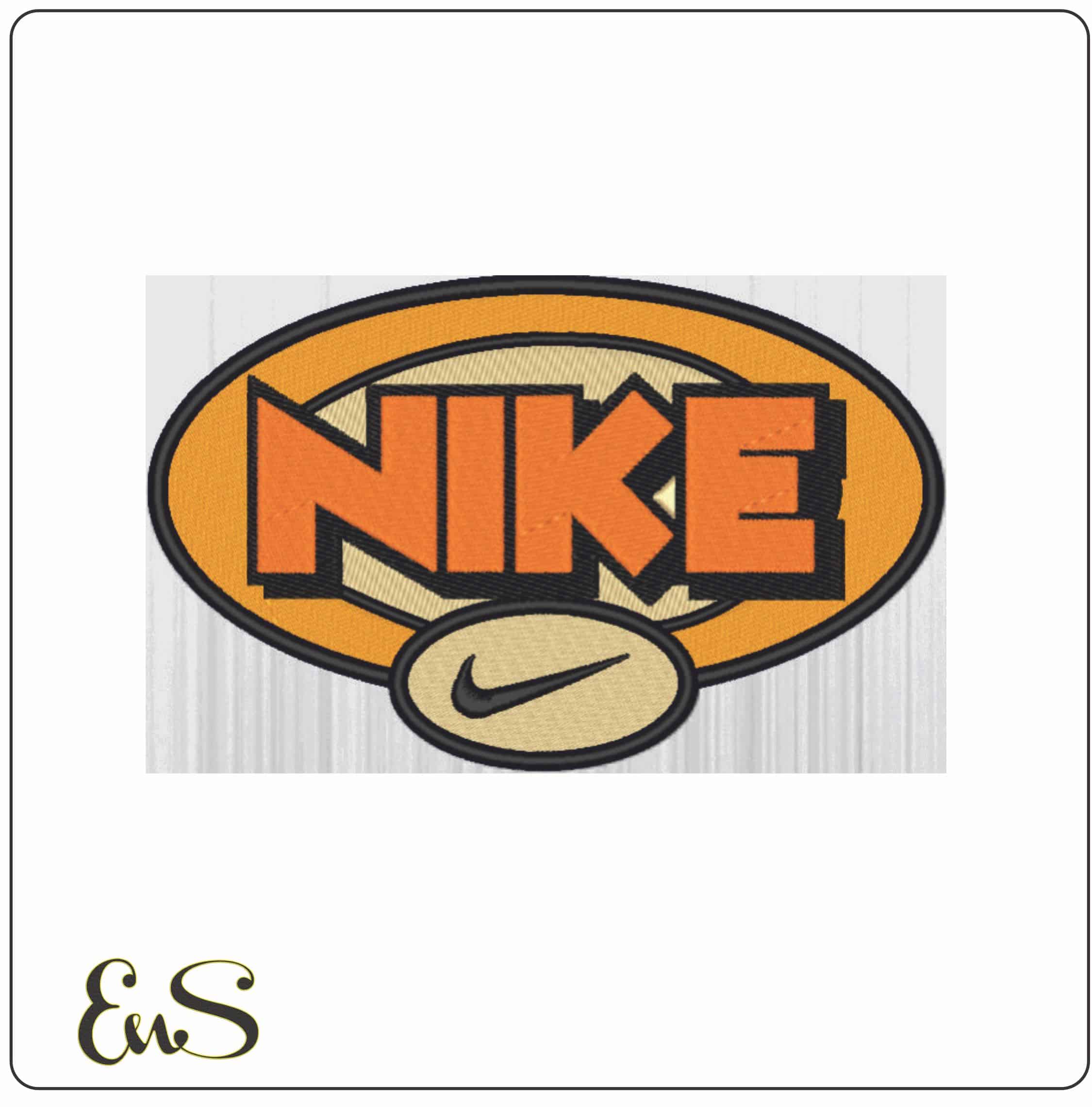 NIKE Oval Gold Retro-Elegant embroidery design file - instant download