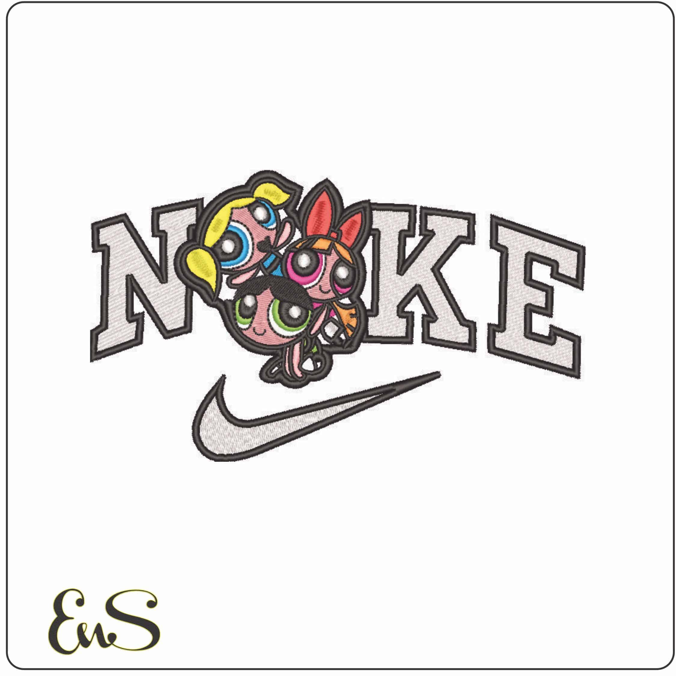 Nike Power Puff Girls-Elegant embroidery design file - instant download