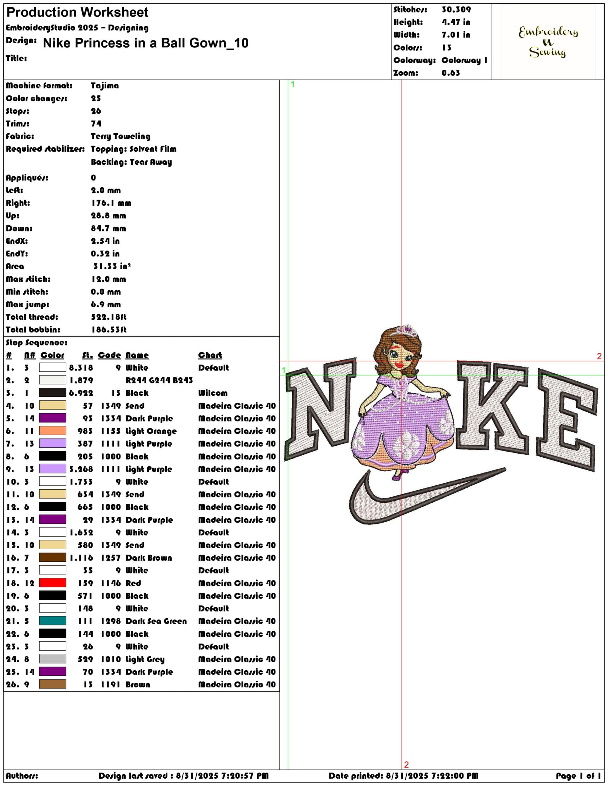 Nike Princess in a Ball Gown-Elegant embroidery design file - instant download — view 3