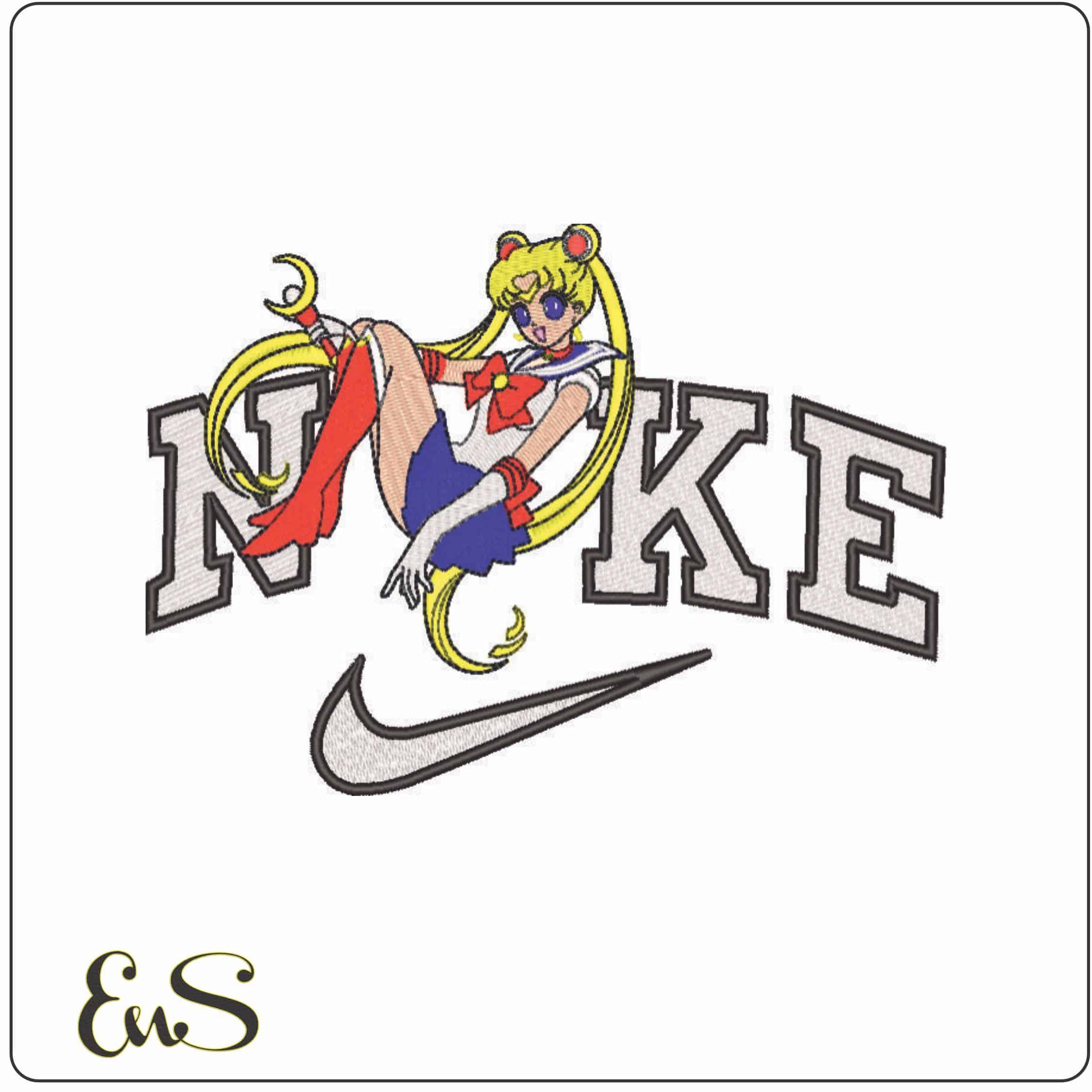 Nike Sailor Moon - Manga - Anime-Elegant embroidery design file - instant download