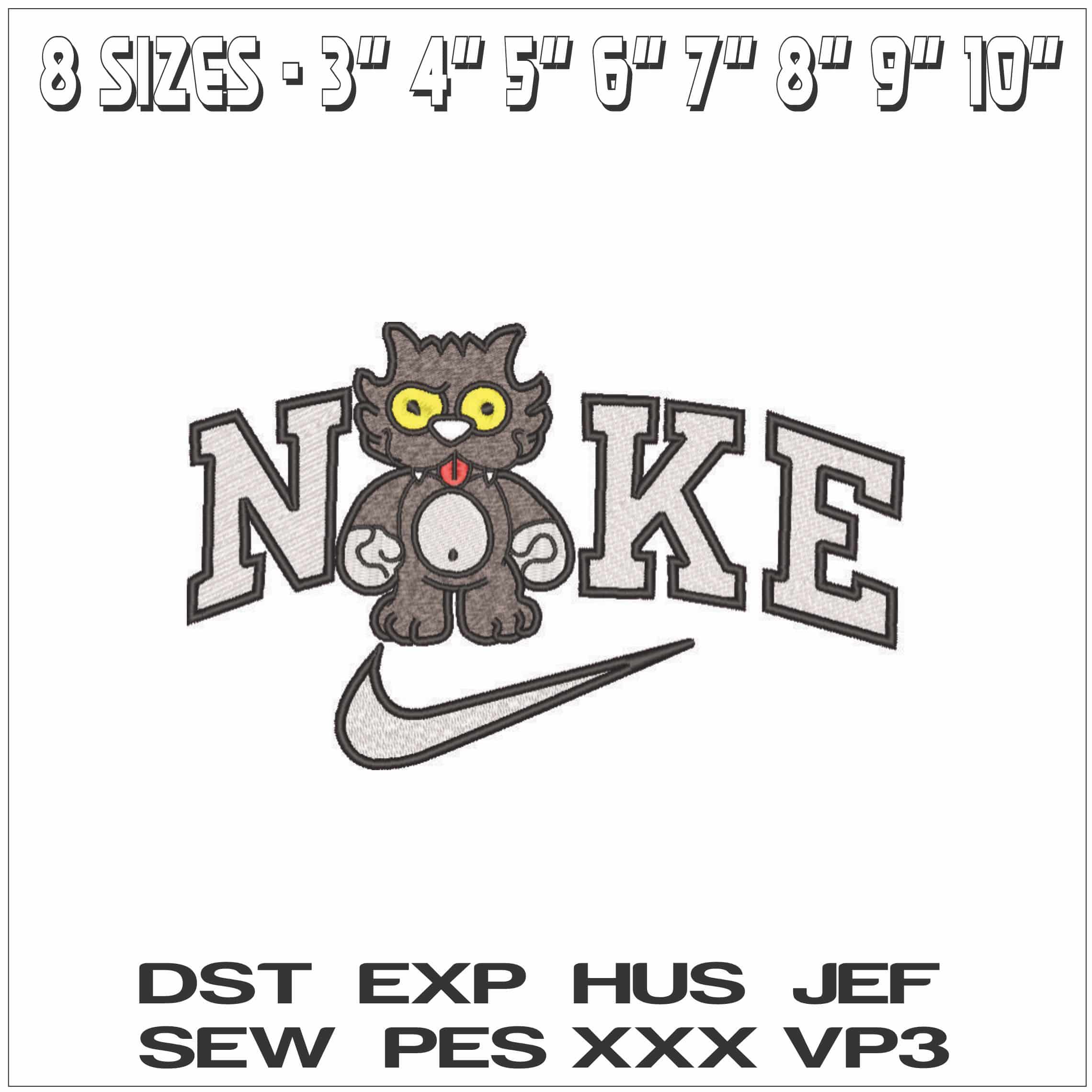 Nike Scratchy - Itchy and Scratchy - The Simpsons-Elegant embroidery design file - instant download — view 2