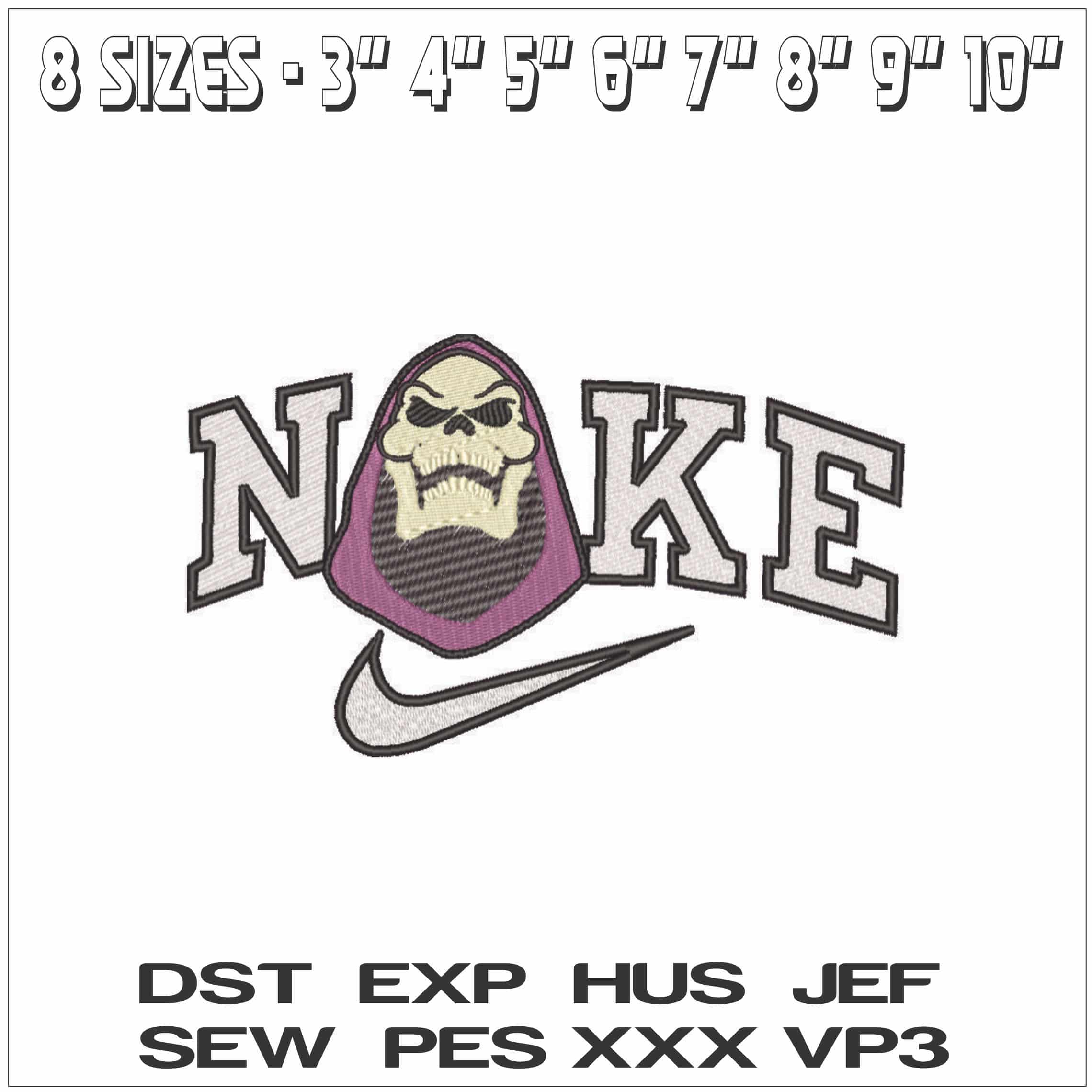 Nike Skeletor  - HE-Man Masters of the Universe - Cartoon-Elegant embroidery design file - instant download — view 2