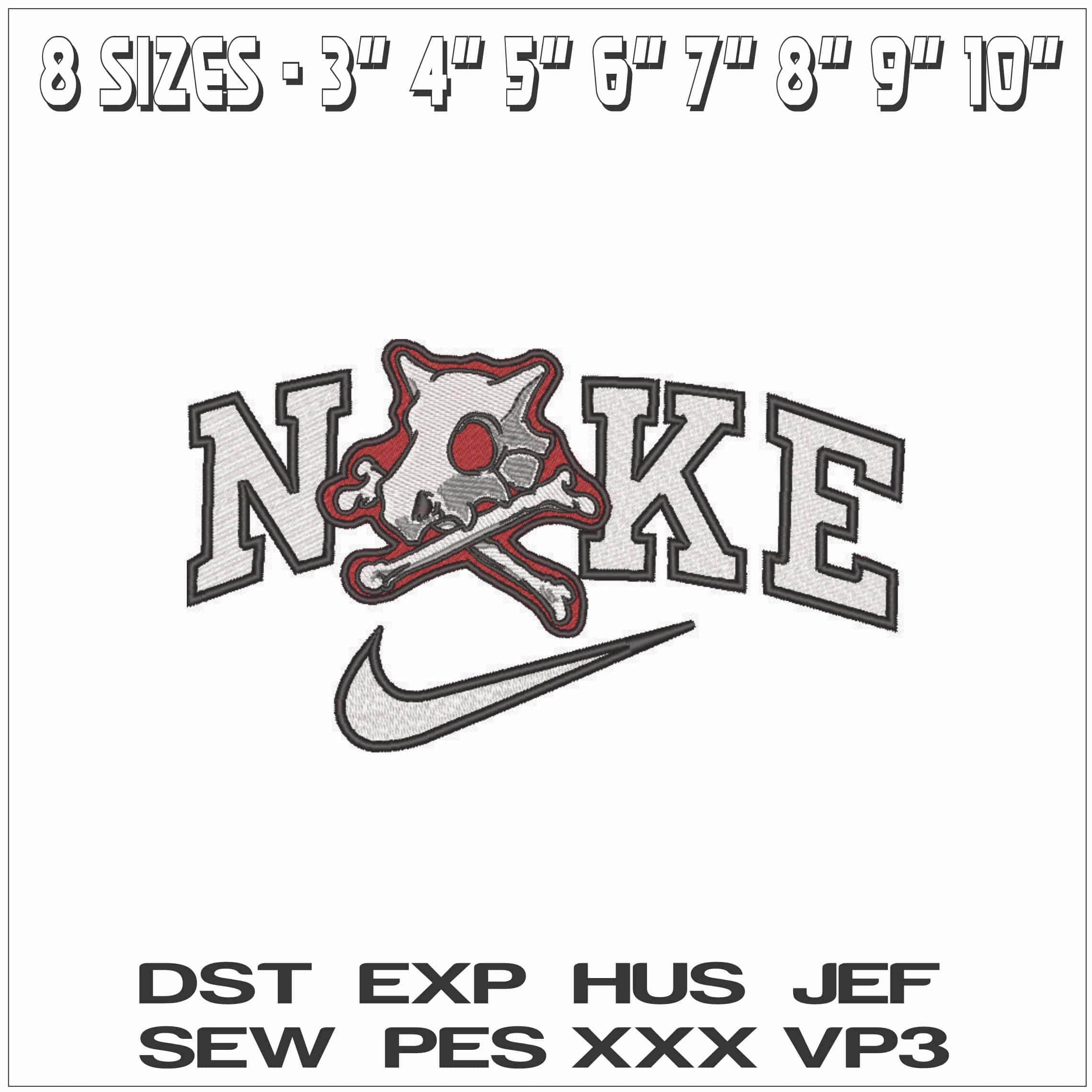 Nike Skull and Bone Cubone - Pokemon - Anime-Elegant embroidery design file - instant download — view 2