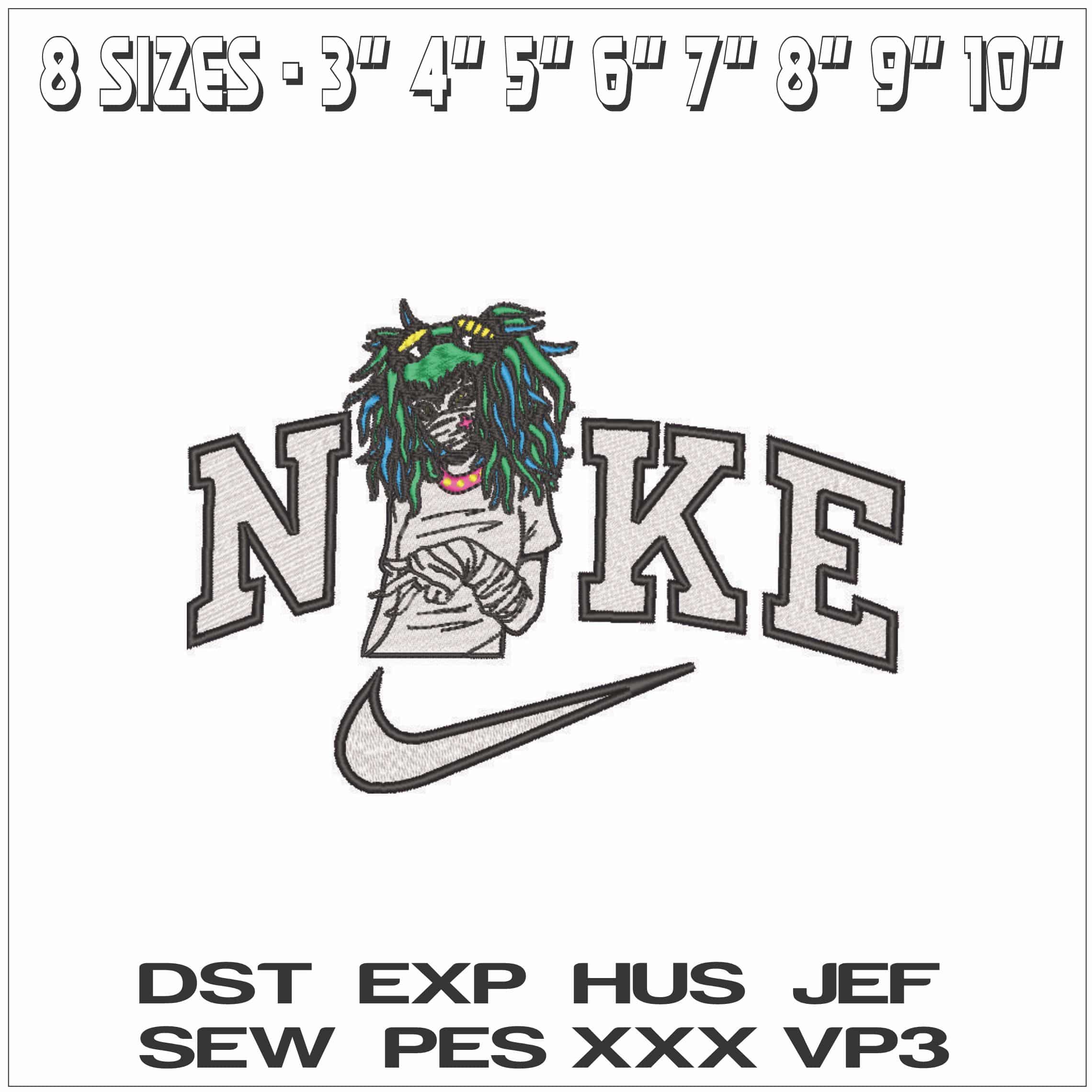 Nike Skull Girl - Punk Nurse - Anime-Elegant embroidery design file - instant download — view 2