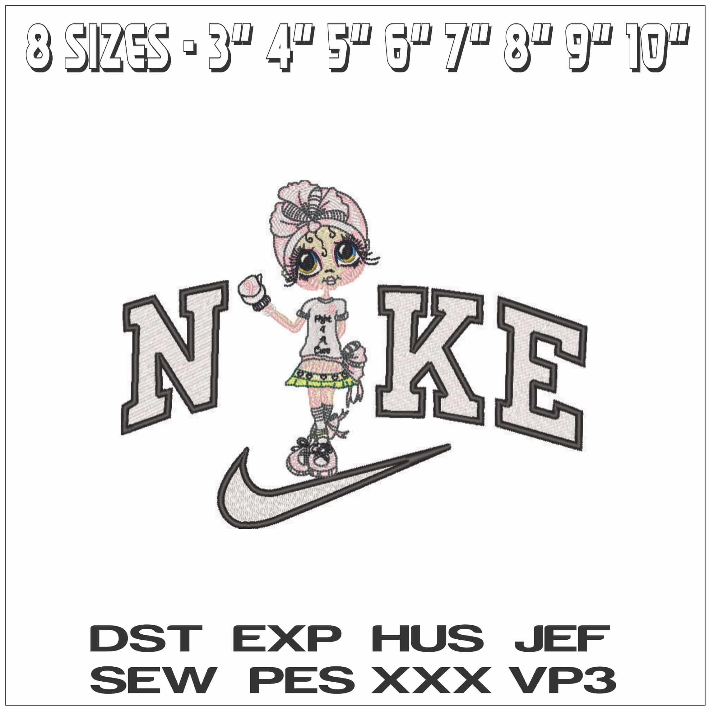 Nike Special Care Bestie of Hope - Fight 4 A Cure-Elegant embroidery design file - instant download — view 2