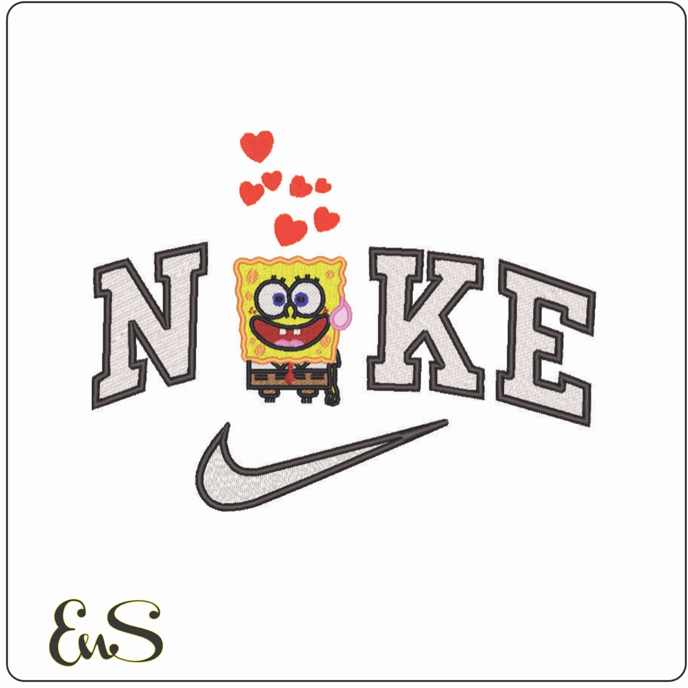 Nike Sponge Bob Love-Elegant embroidery design file - instant download