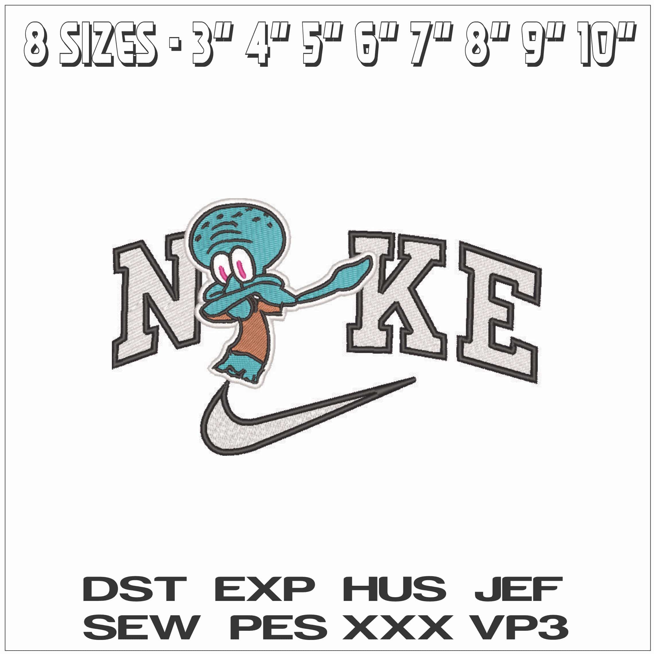 Nike Squidward Tentacles Dab - Spongebob Square Pants-Elegant embroidery design file - instant download — view 2