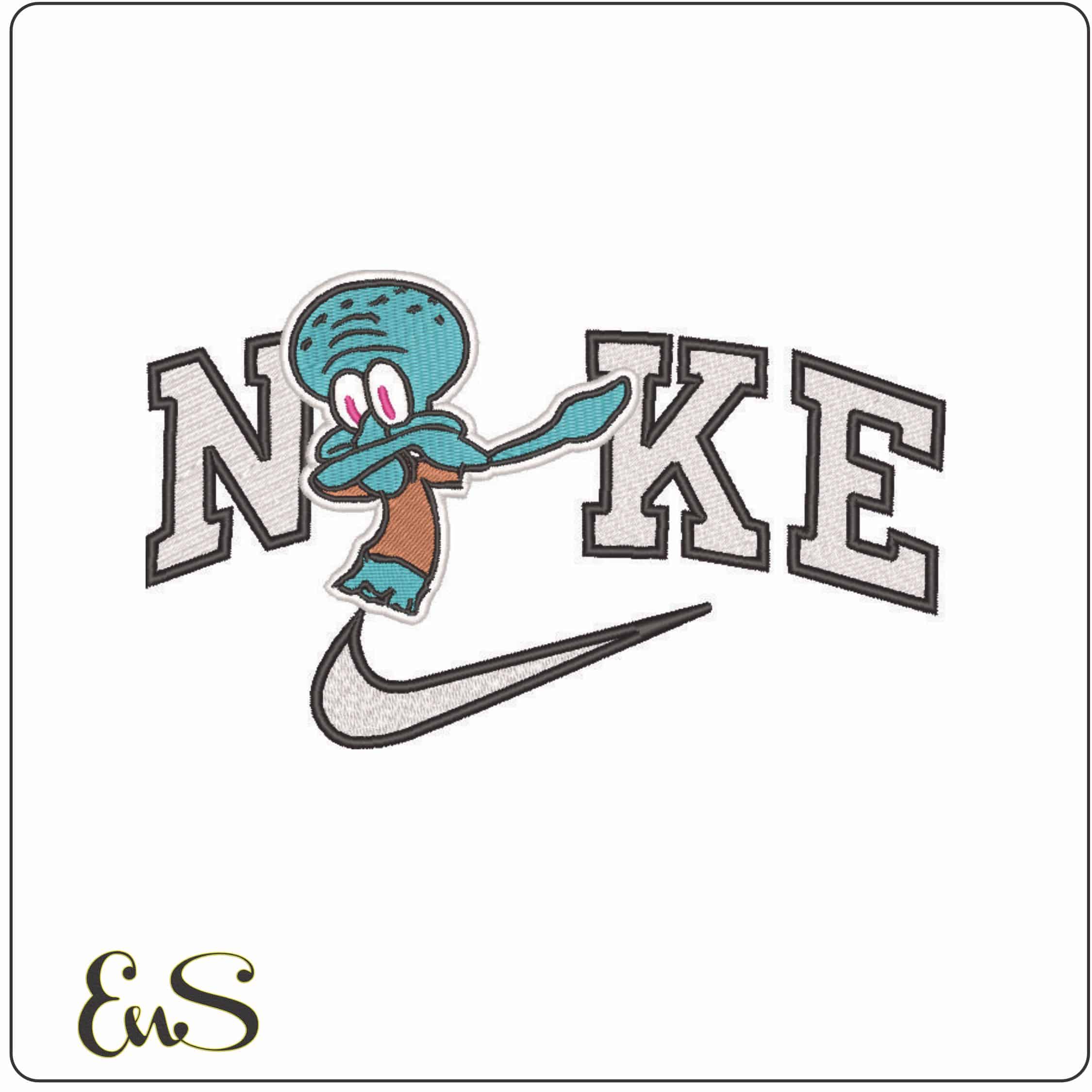 Nike Squidward Tentacles Dab - Spongebob Square Pants-Elegant embroidery design file - instant download