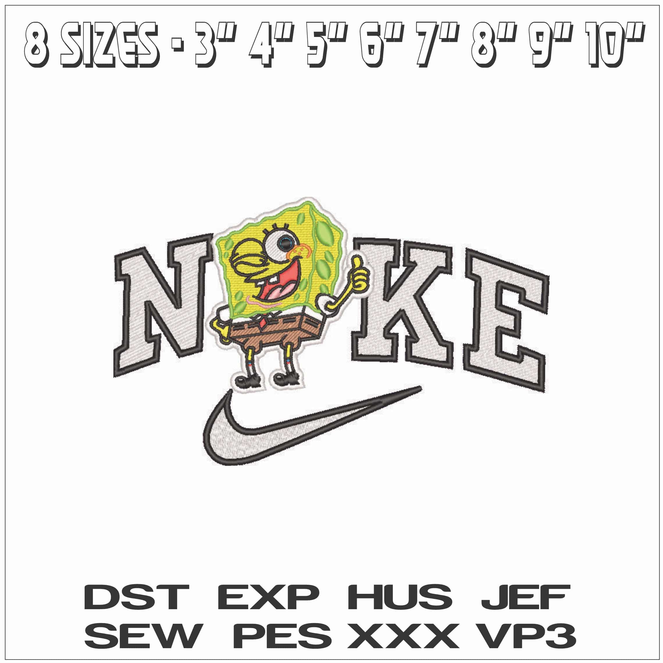 Nike Sponge Bob Winking-Elegant embroidery design file - instant download — view 2