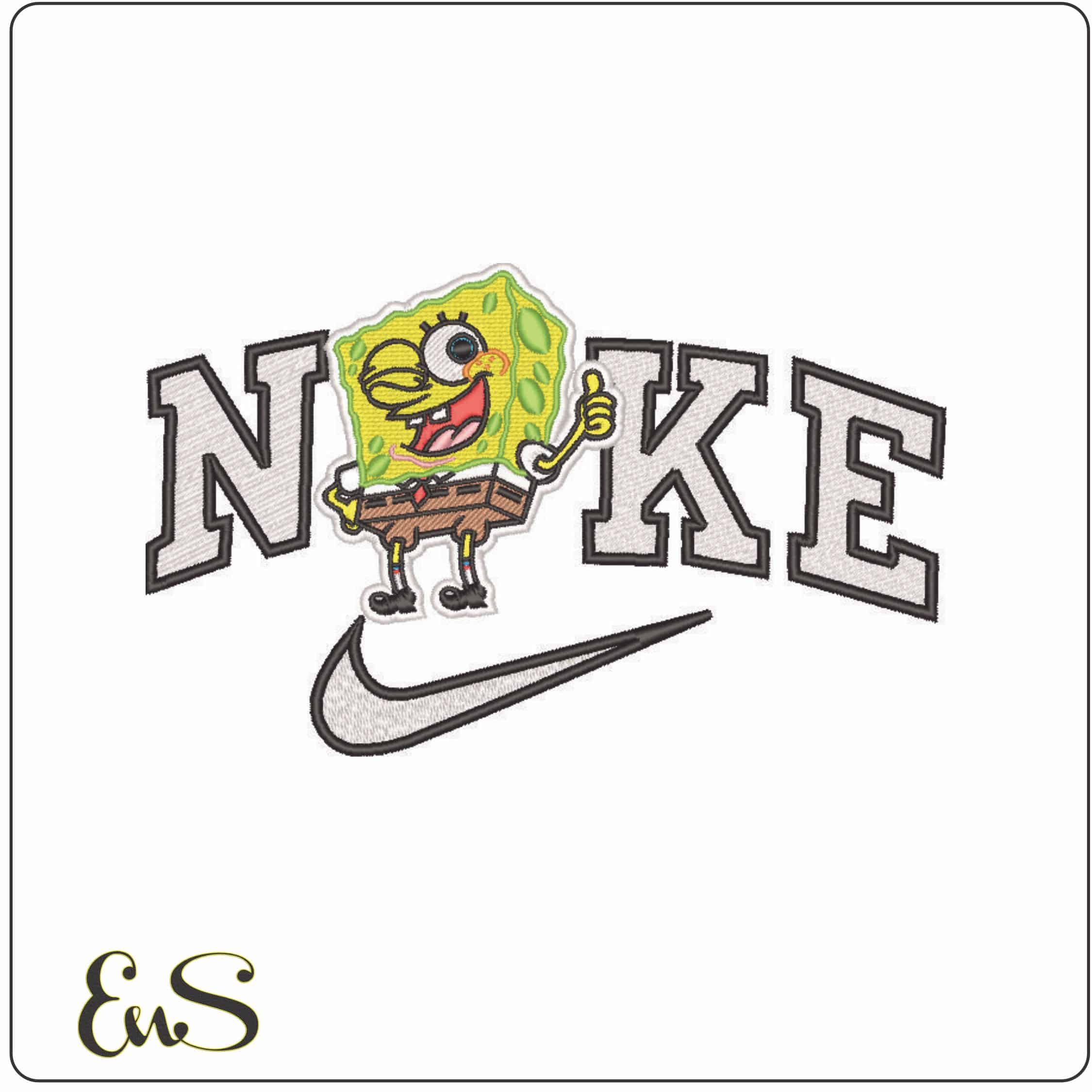 Nike Sponge Bob Winking-Elegant embroidery design file - instant download