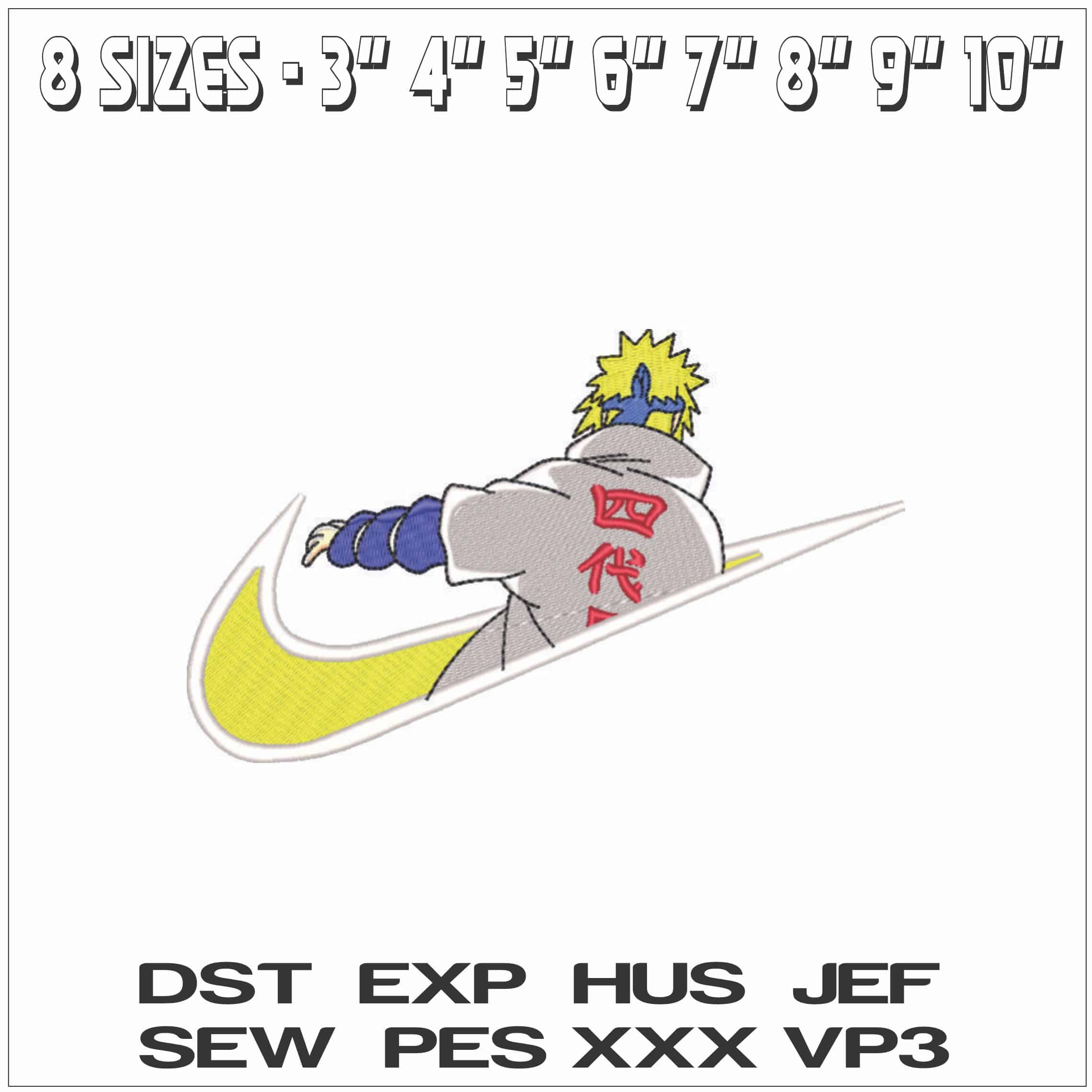 Nike Swoosh Minato Namikaze - Naruto - Anime-Elegant embroidery design file - instant download — view 2