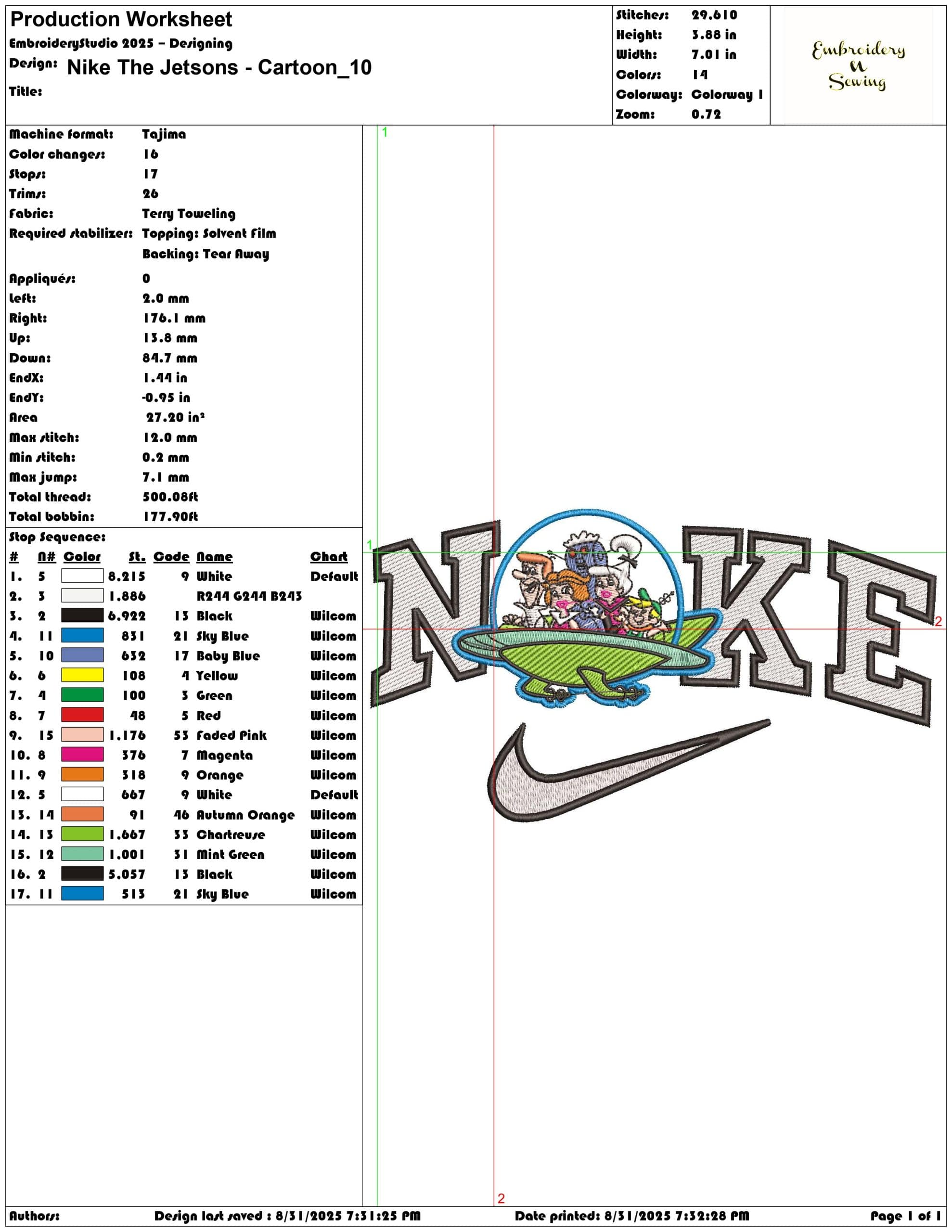 Nike The Jetsons - Cartoon-Elegant embroidery design file - instant download — view 3