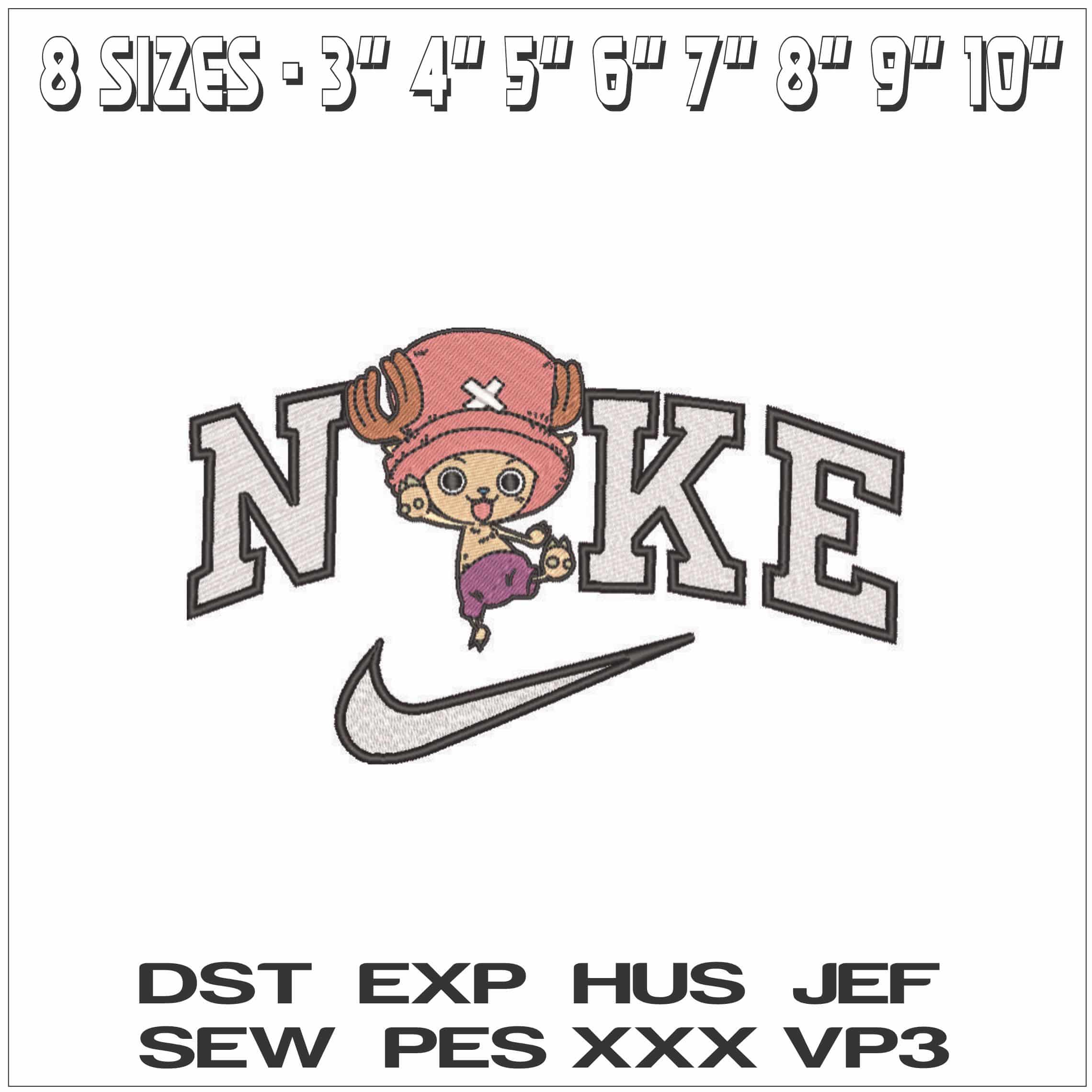Nike Tony Chopper - One Piece  - Anime-Elegant embroidery design file - instant download — view 2