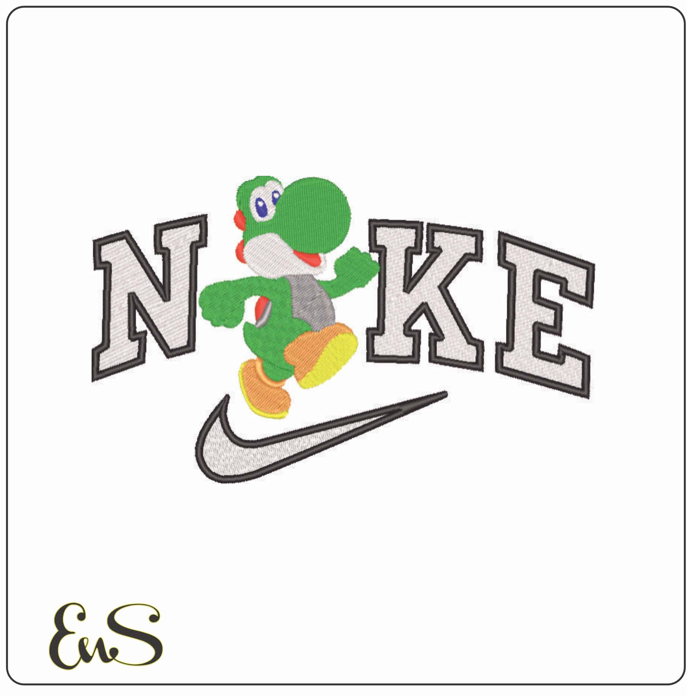 Nike Yoshi - Super Mario-Elegant embroidery design file - instant download