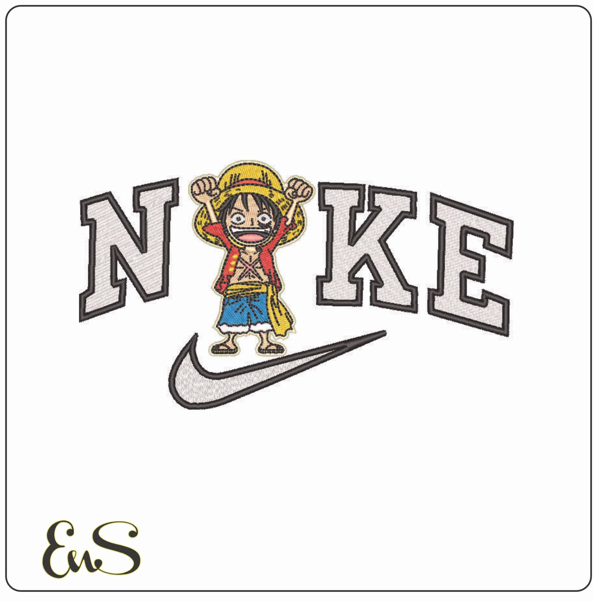 Nike Young Luffy Cheering - One Piece - Anime-Elegant embroidery design file - instant download