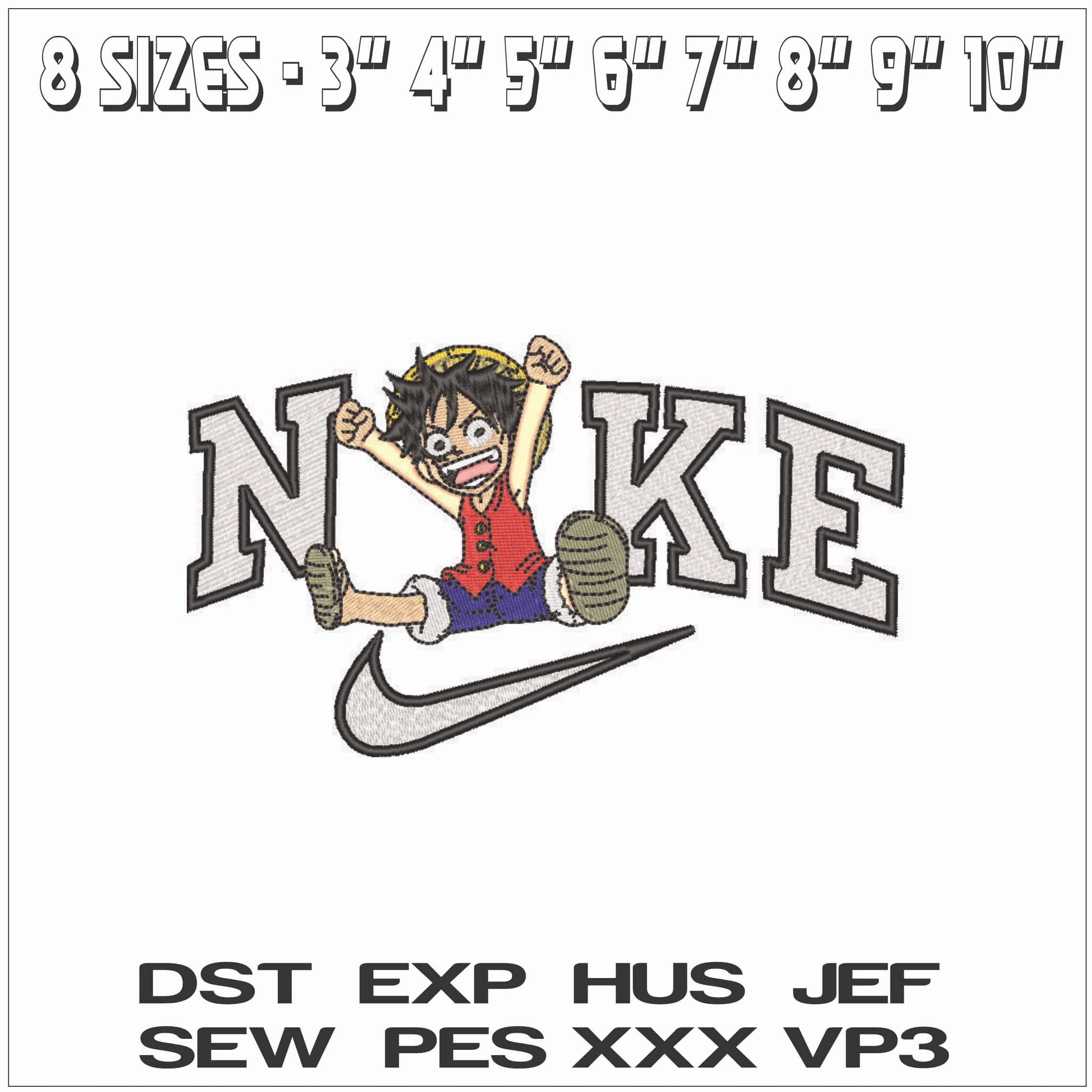 Nike Young Luffy Cheering - One Piece - Anime-Elegant embroidery design file - instant download — view 2