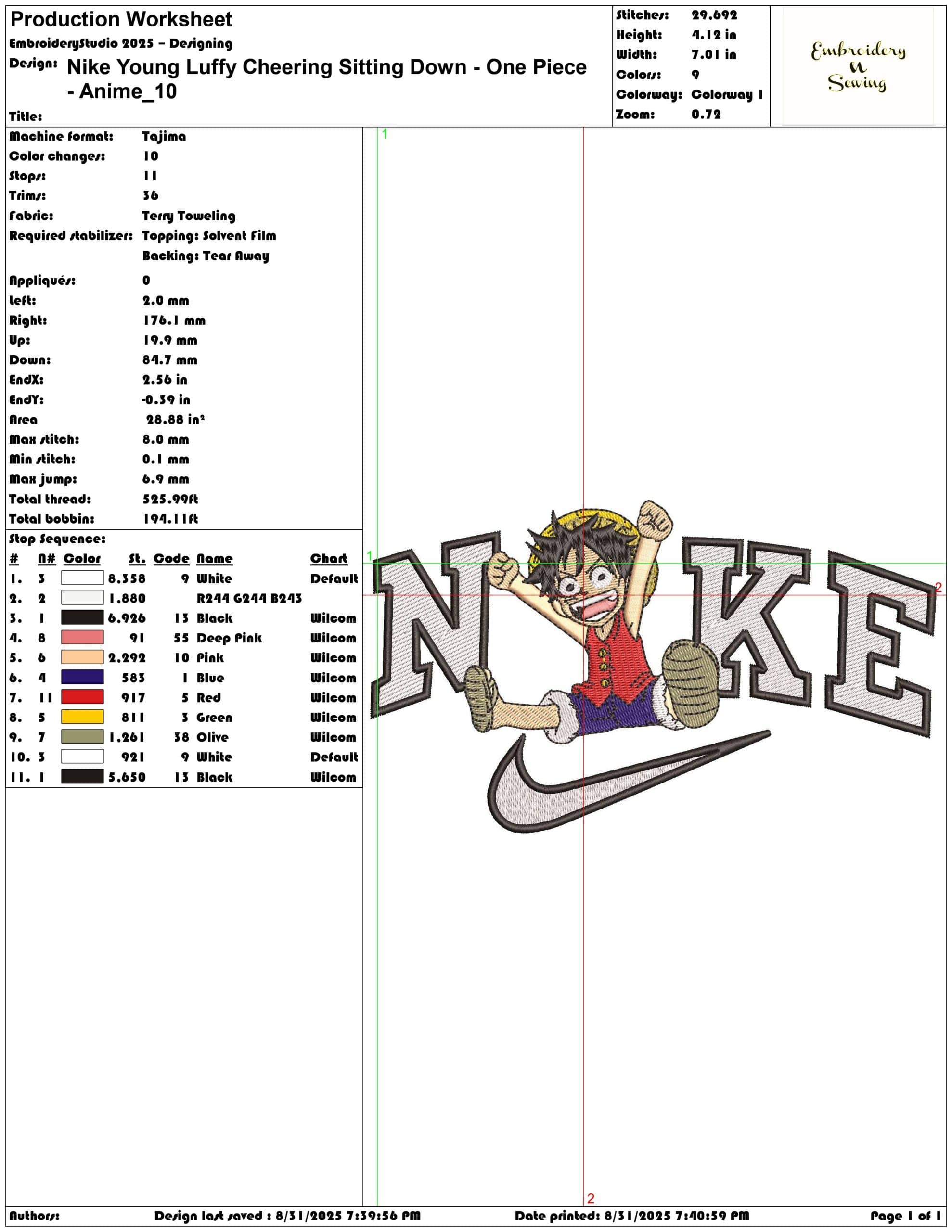 Nike Young Luffy Cheering - One Piece - Anime-Elegant embroidery design file - instant download — view 3