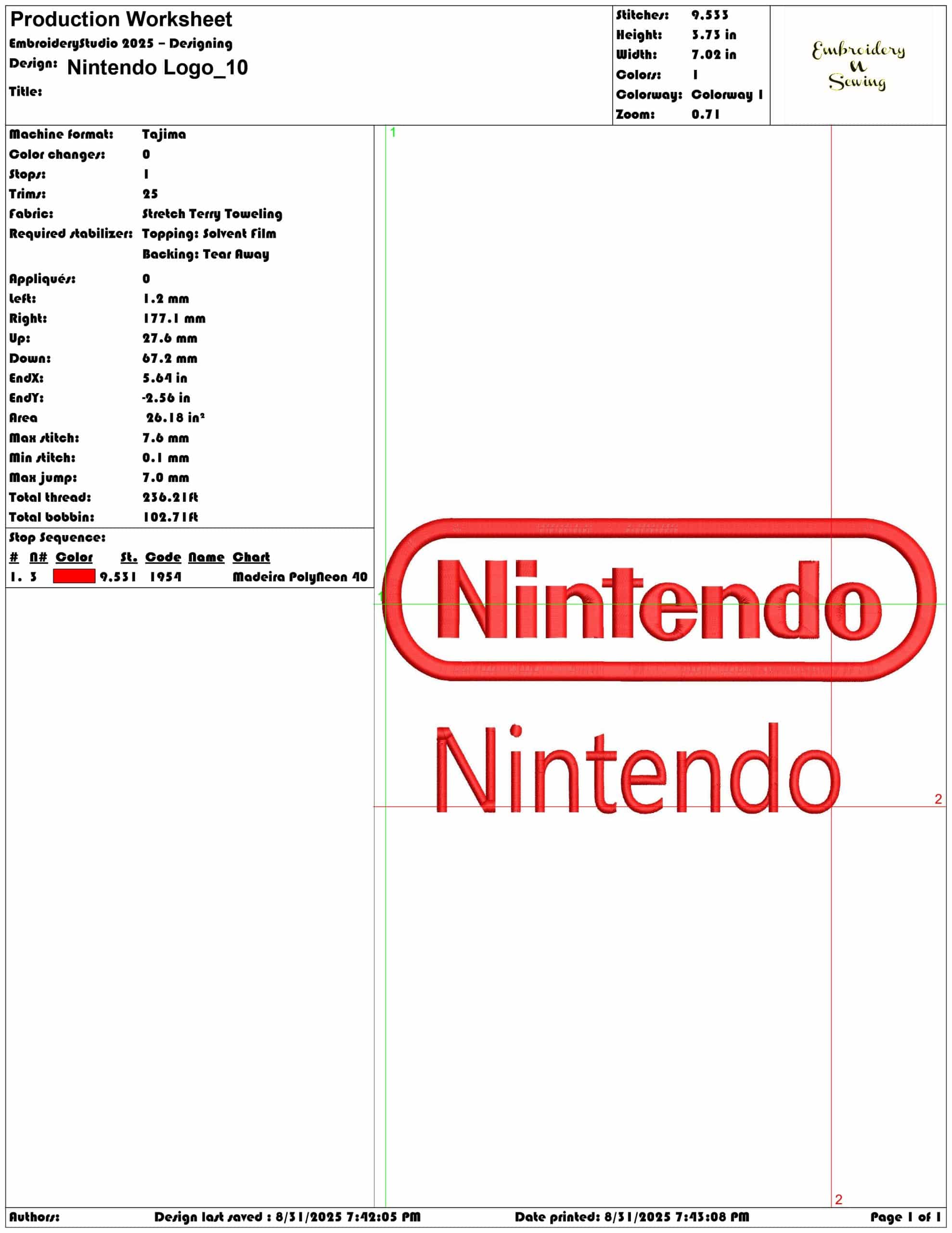 Nintendo Logo-Elegant embroidery design file - instant download — view 3