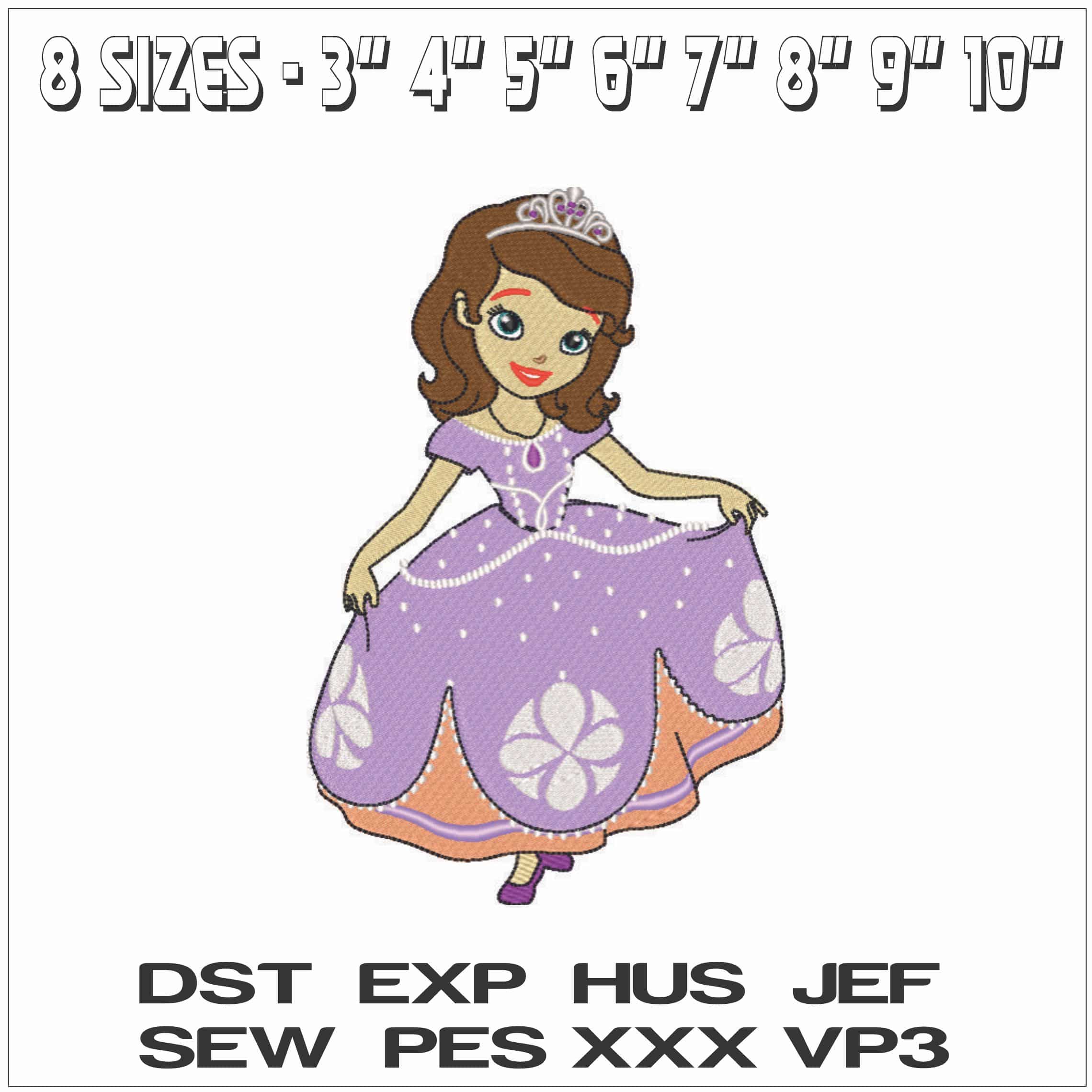 Princess in a Ball Gown-Elegant embroidery design file - instant download — view 2
