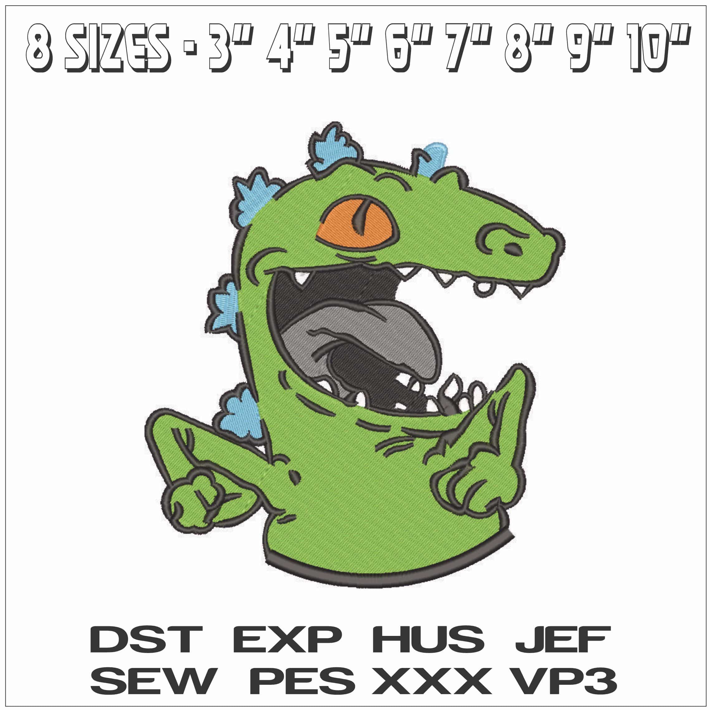 Reptar Dino - Rugrats-Elegant embroidery design file - instant download — view 2