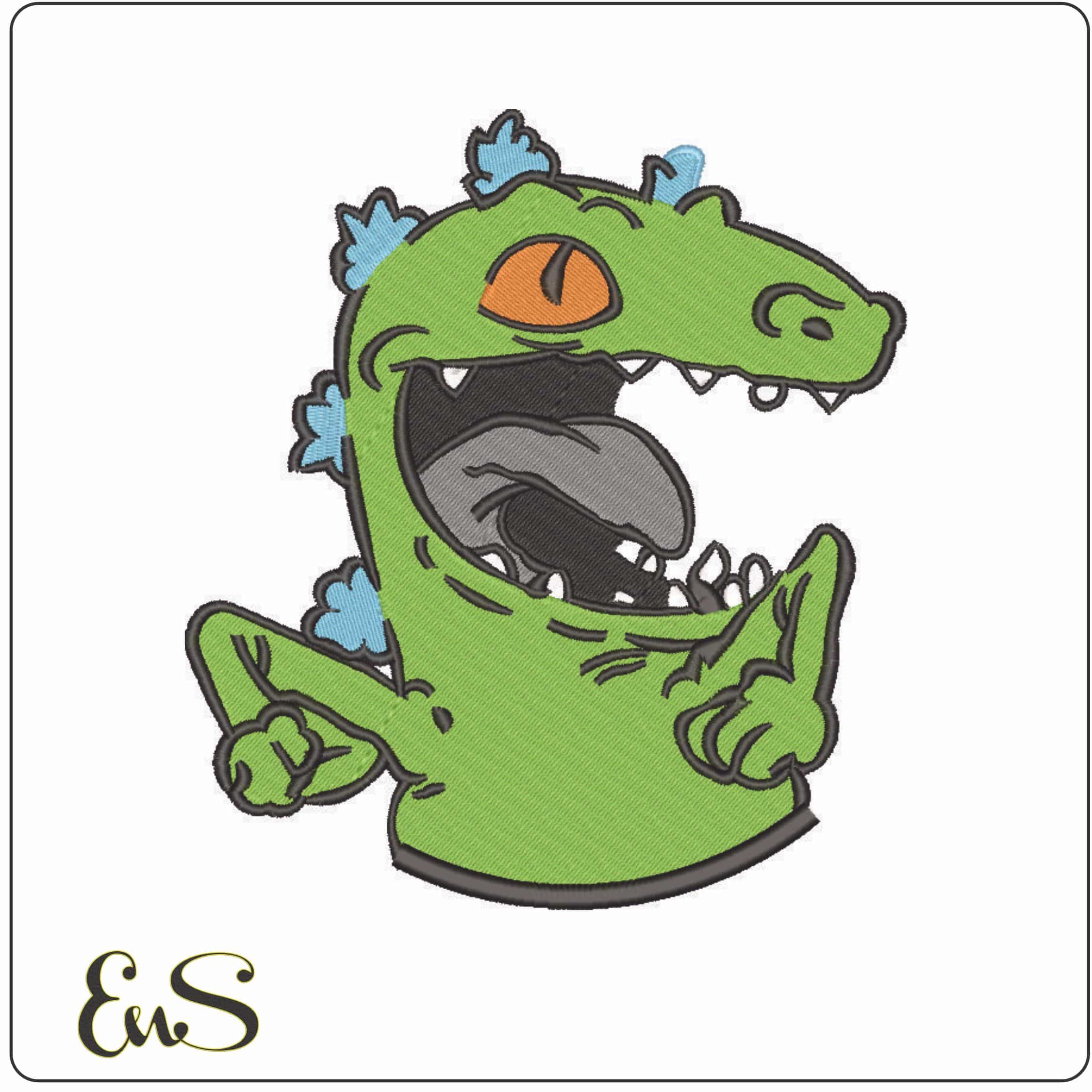 Reptar Dino - Rugrats-Elegant embroidery design file - instant download