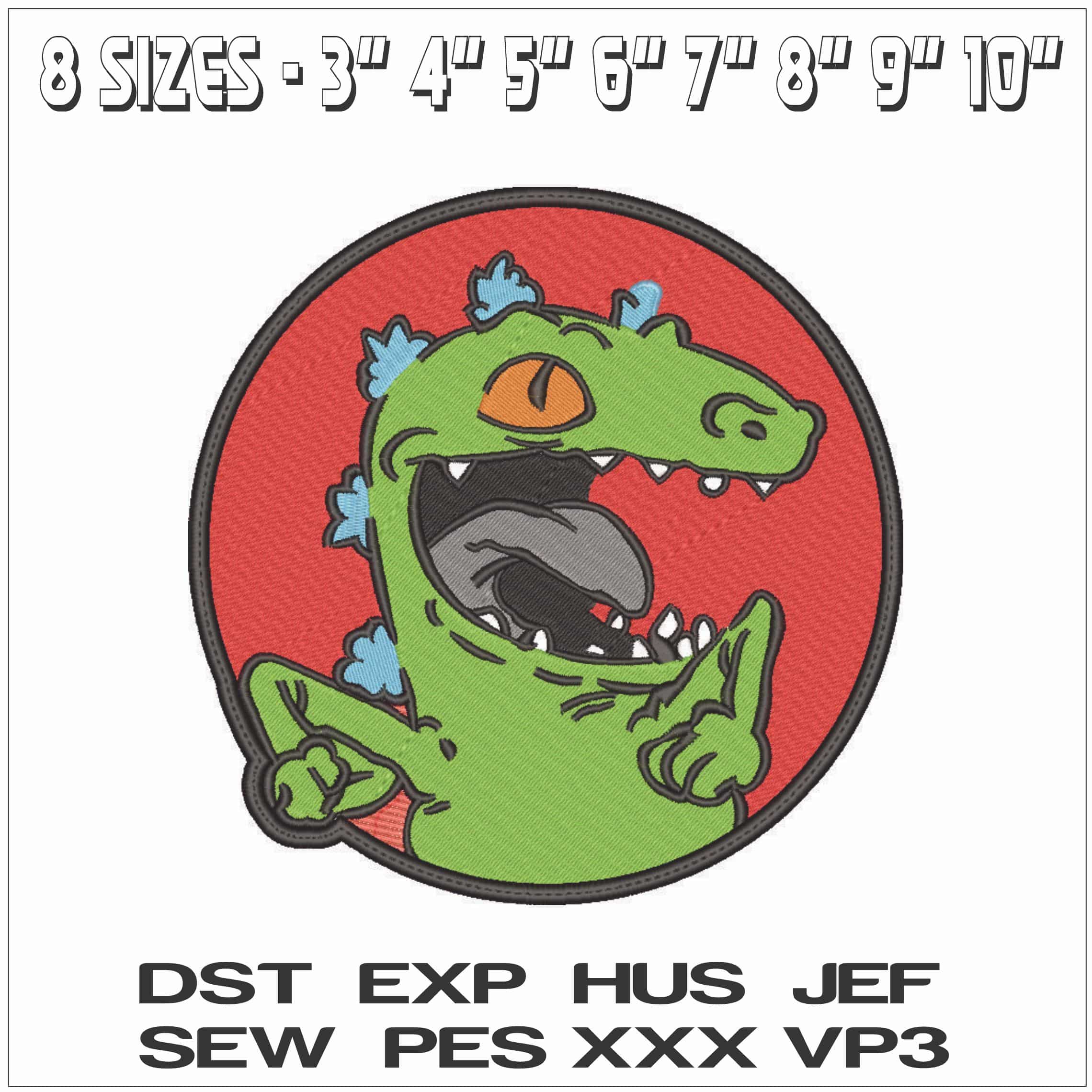 Reptar Dino Circle - Rugrats-Elegant embroidery design file - instant download — view 2