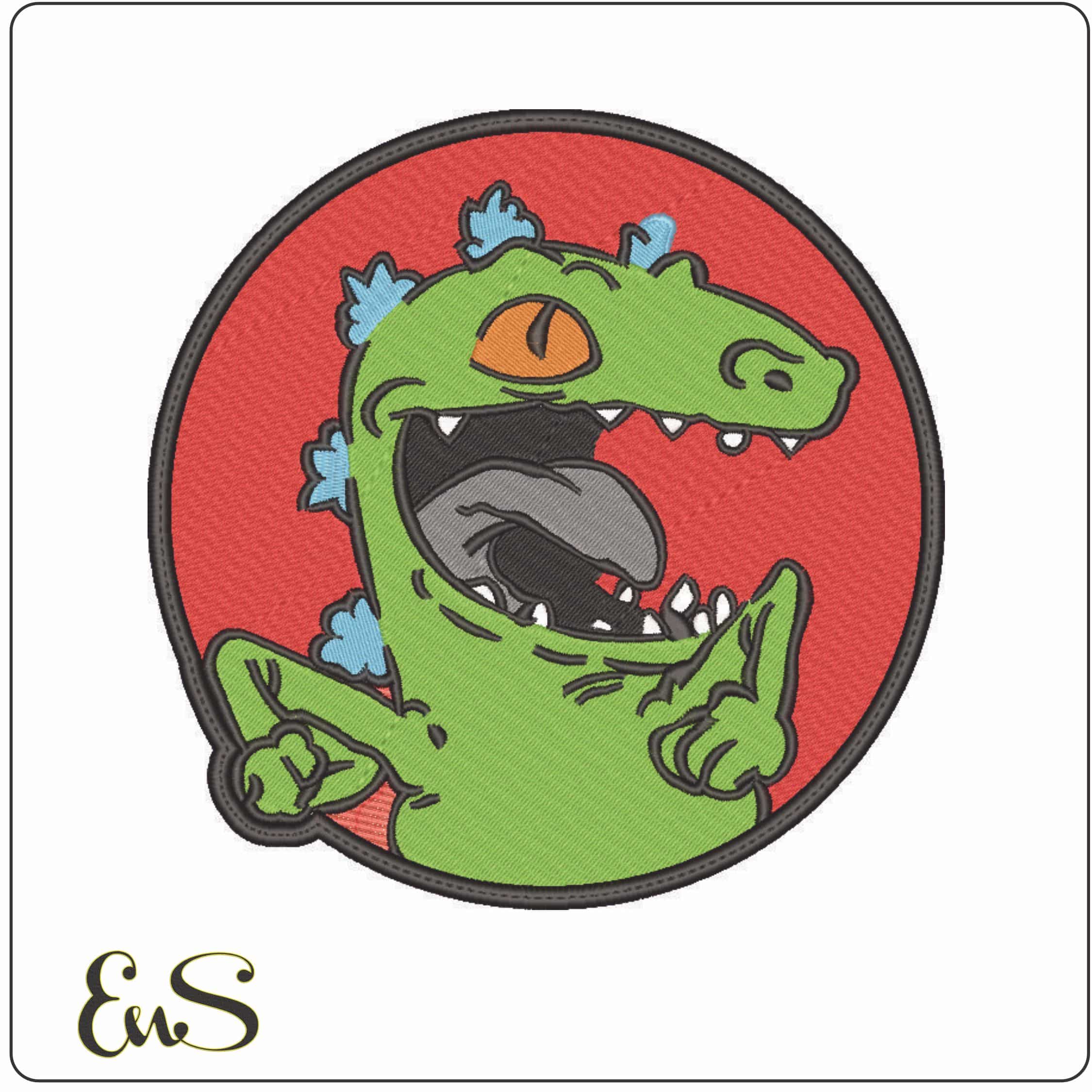 Reptar Dino Circle - Rugrats-Elegant embroidery design file - instant download