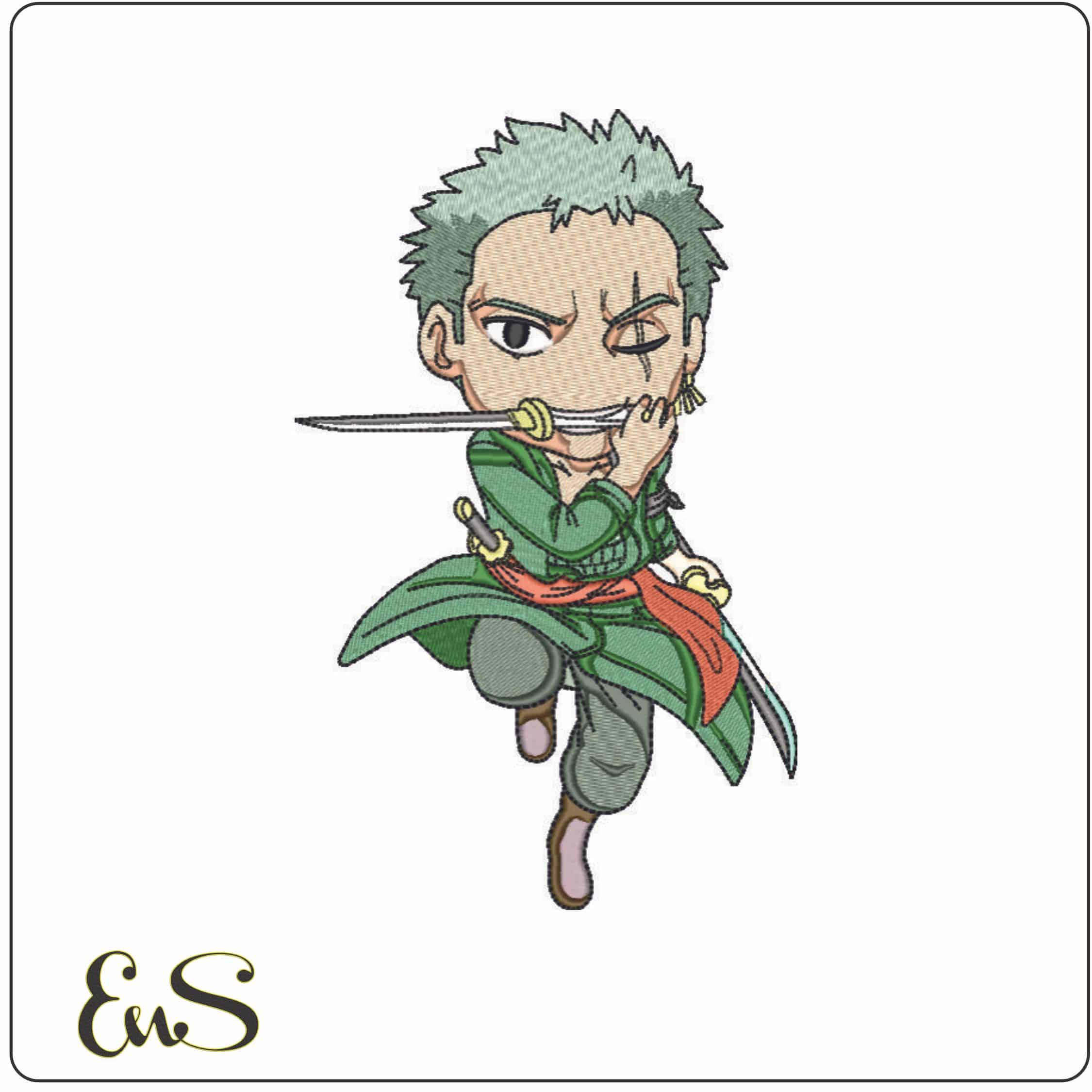 Roronoa Zoro - One Piece - Anime-Elegant embroidery design file - instant download