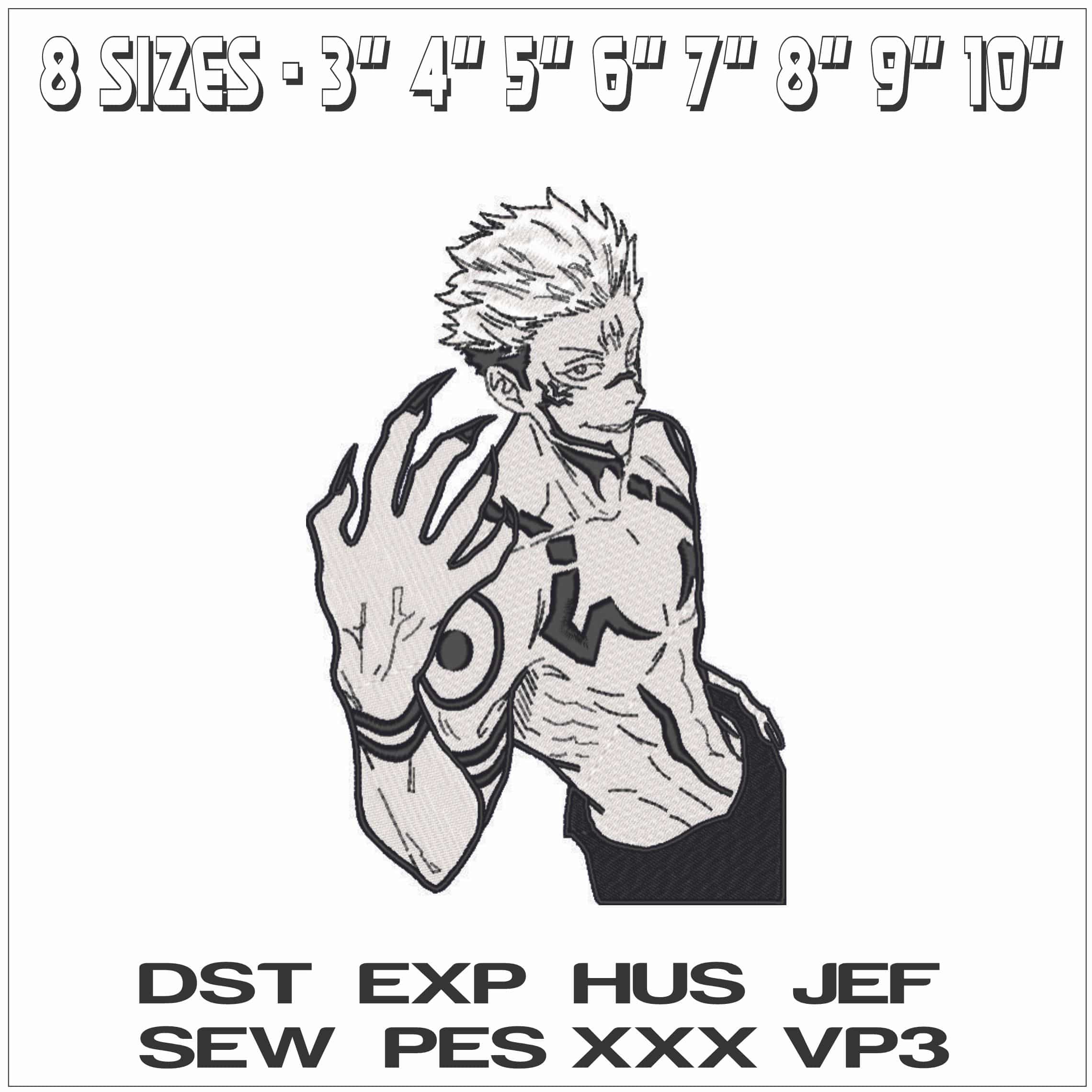 Ryomen Sukuna - Jujutsu Kaisen - Anime-Elegant embroidery design file - instant download — view 2
