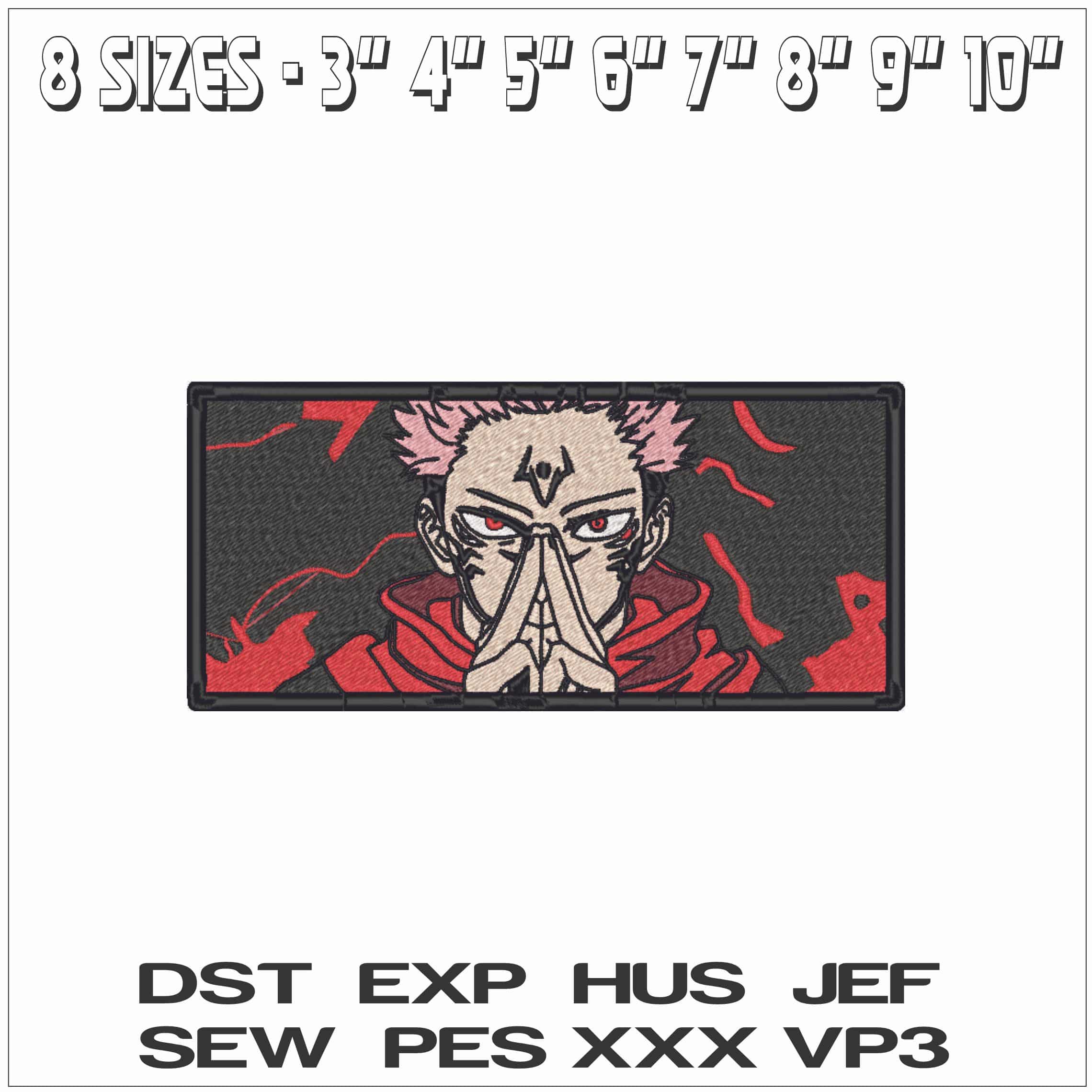 Ryomen Sukuna In Frame - Jujutsu Kaisen - Anime-Elegant embroidery design file - instant download — view 2