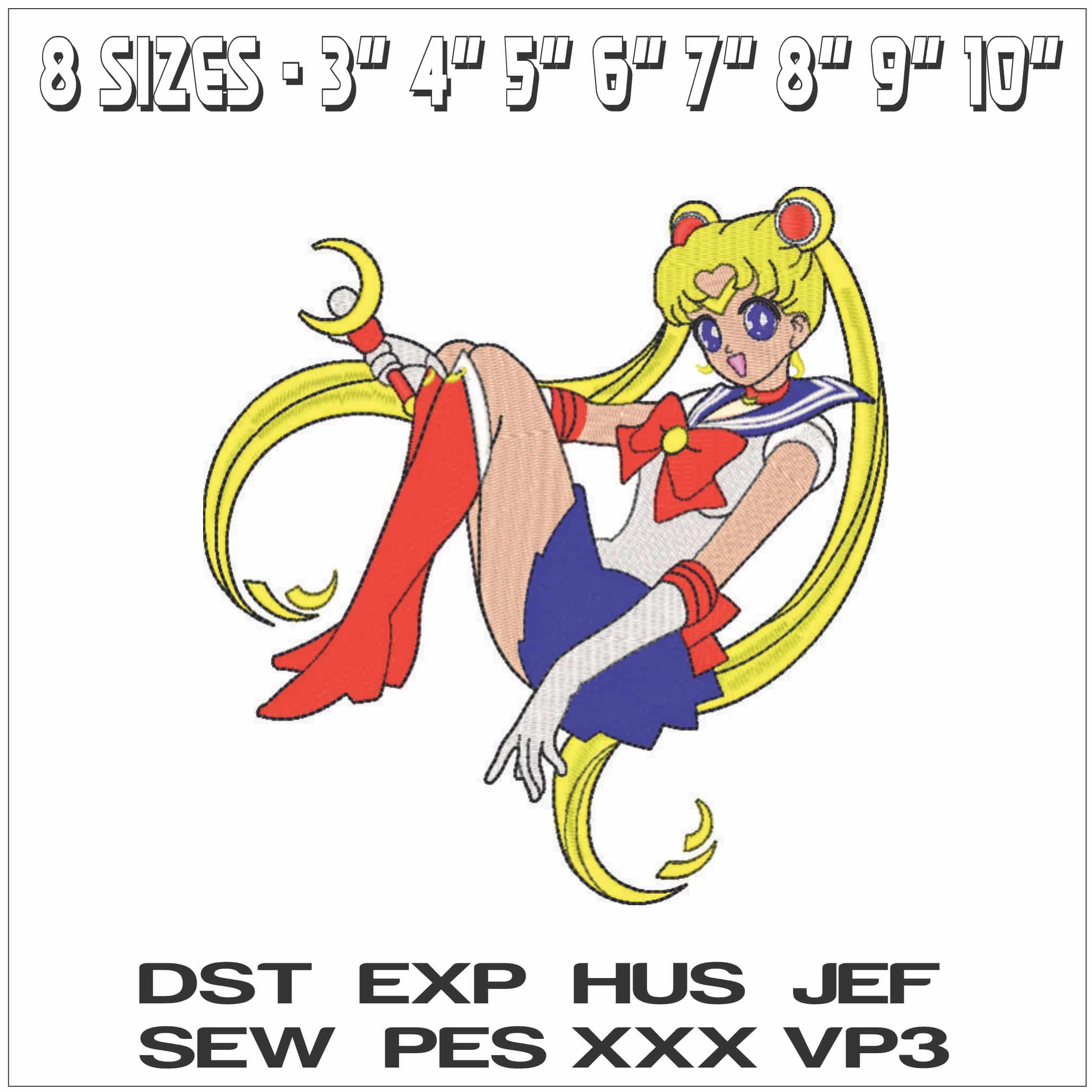 Sailor Moon - Manga - Anime-Elegant embroidery design file - instant download — view 2