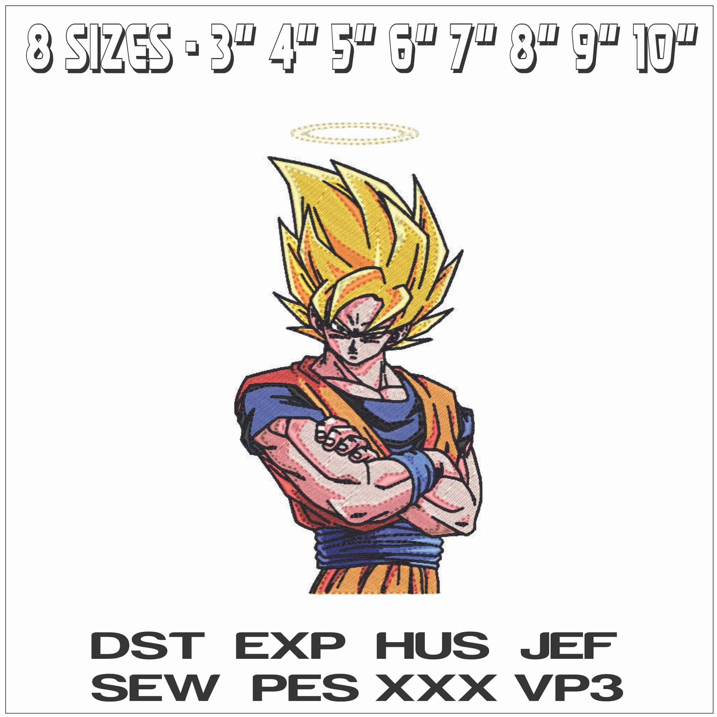 Son Guko Stern look - Dragon Ball - Anime-Elegant embroidery design file - instant download — view 2