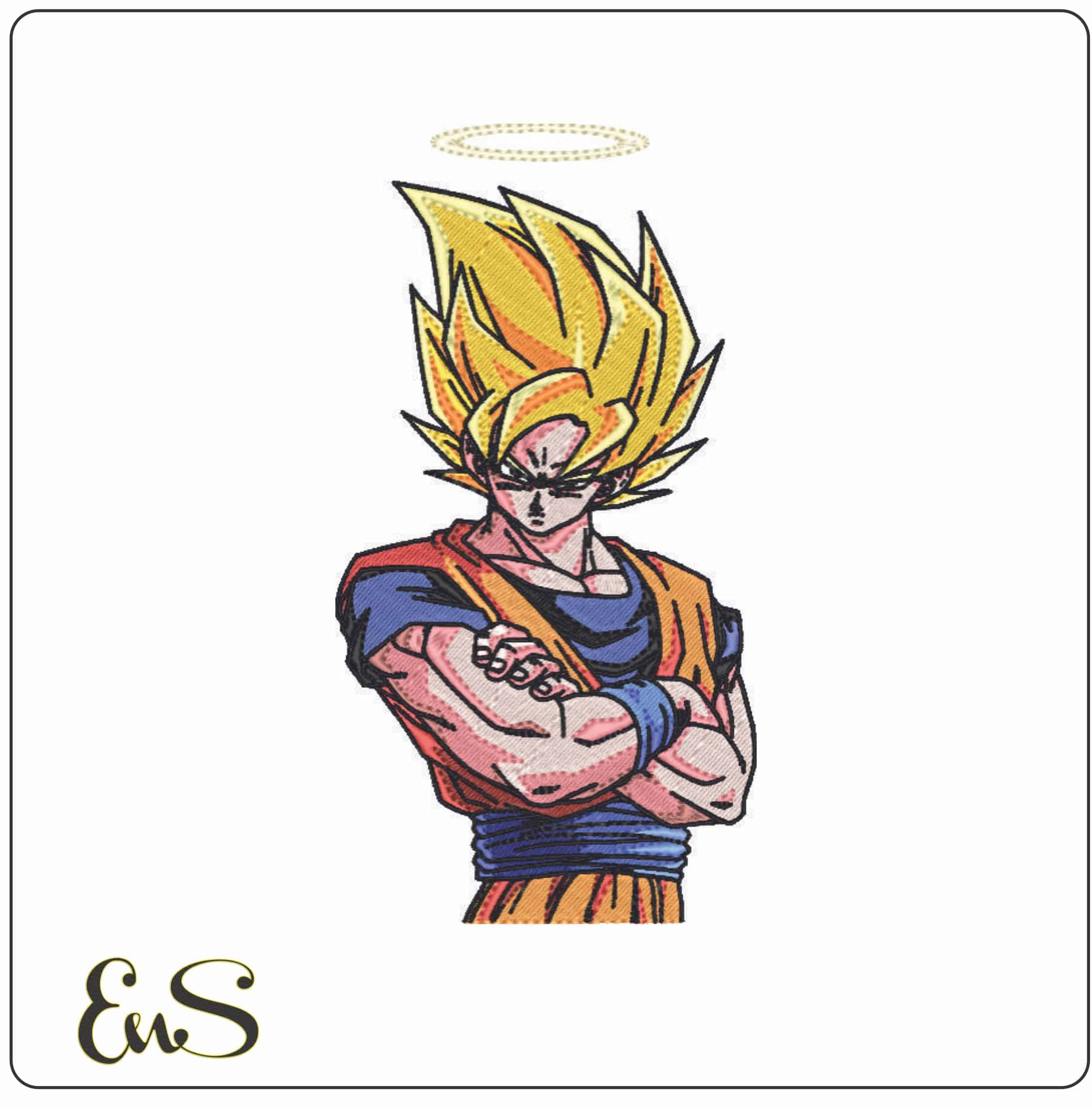 Son Guko Stern look - Dragon Ball - Anime-Elegant embroidery design file - instant download