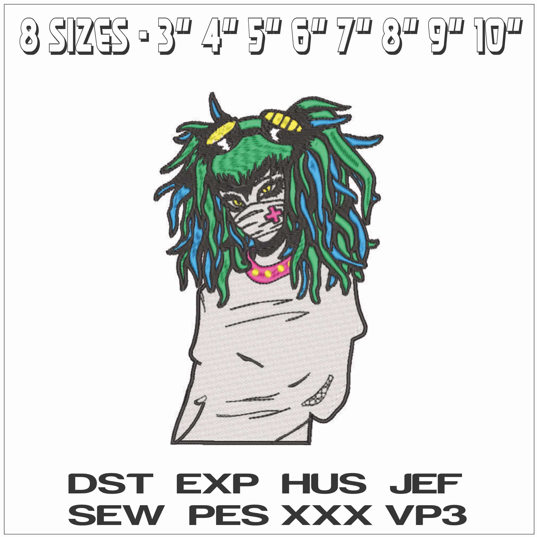Skull Girl - Punk Nurse - Anime-Elegant embroidery design file - instant download — view 2