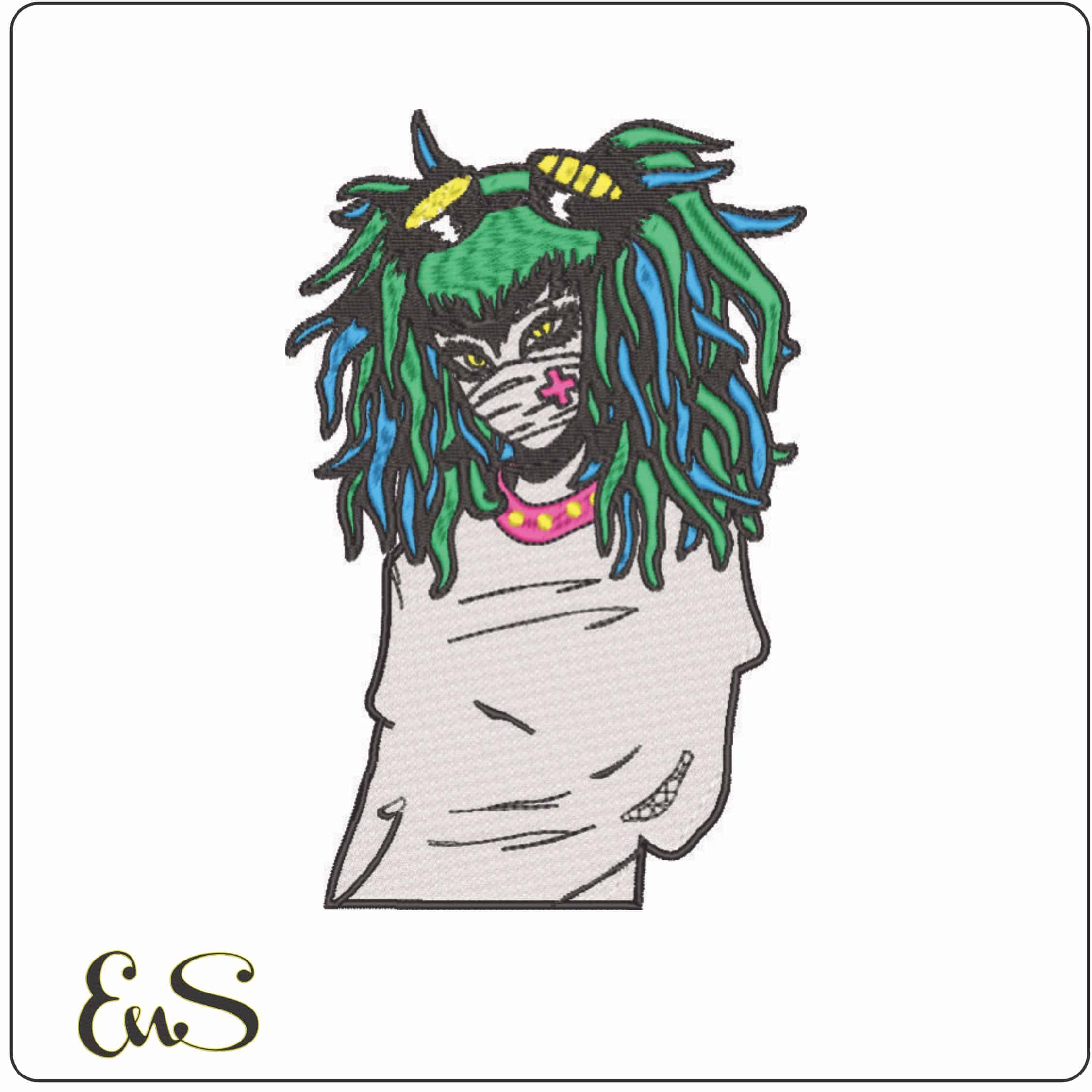 Skull Girl - Punk Nurse - Anime-Elegant embroidery design file - instant download