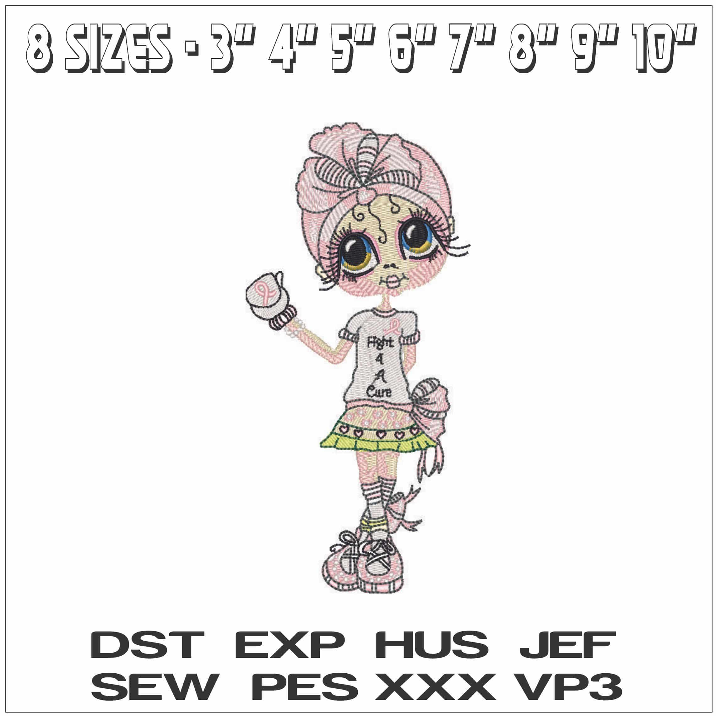 Special Care Bestie of Hope - Fight 4 A Cure-Elegant embroidery design file - instant download — view 2