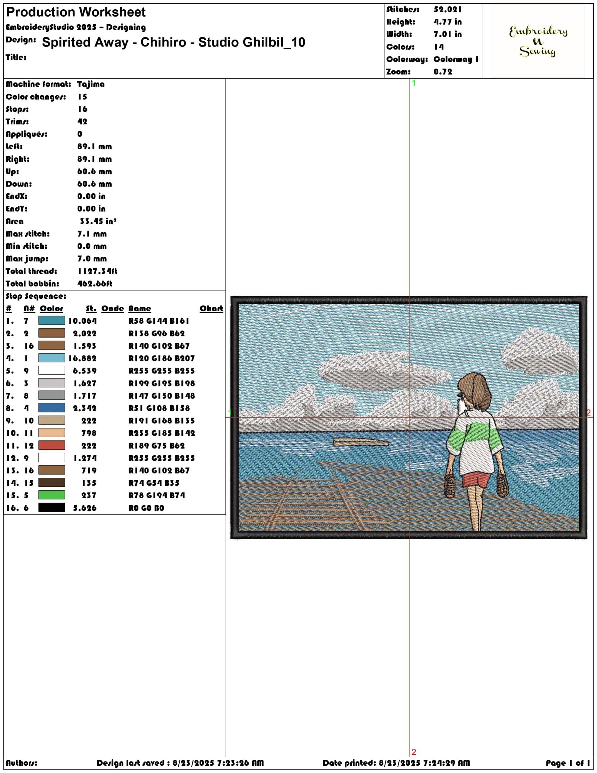 Spirited Away - Chihiro - Studio Ghilbil-Elegant embroidery design file - instant download — view 3